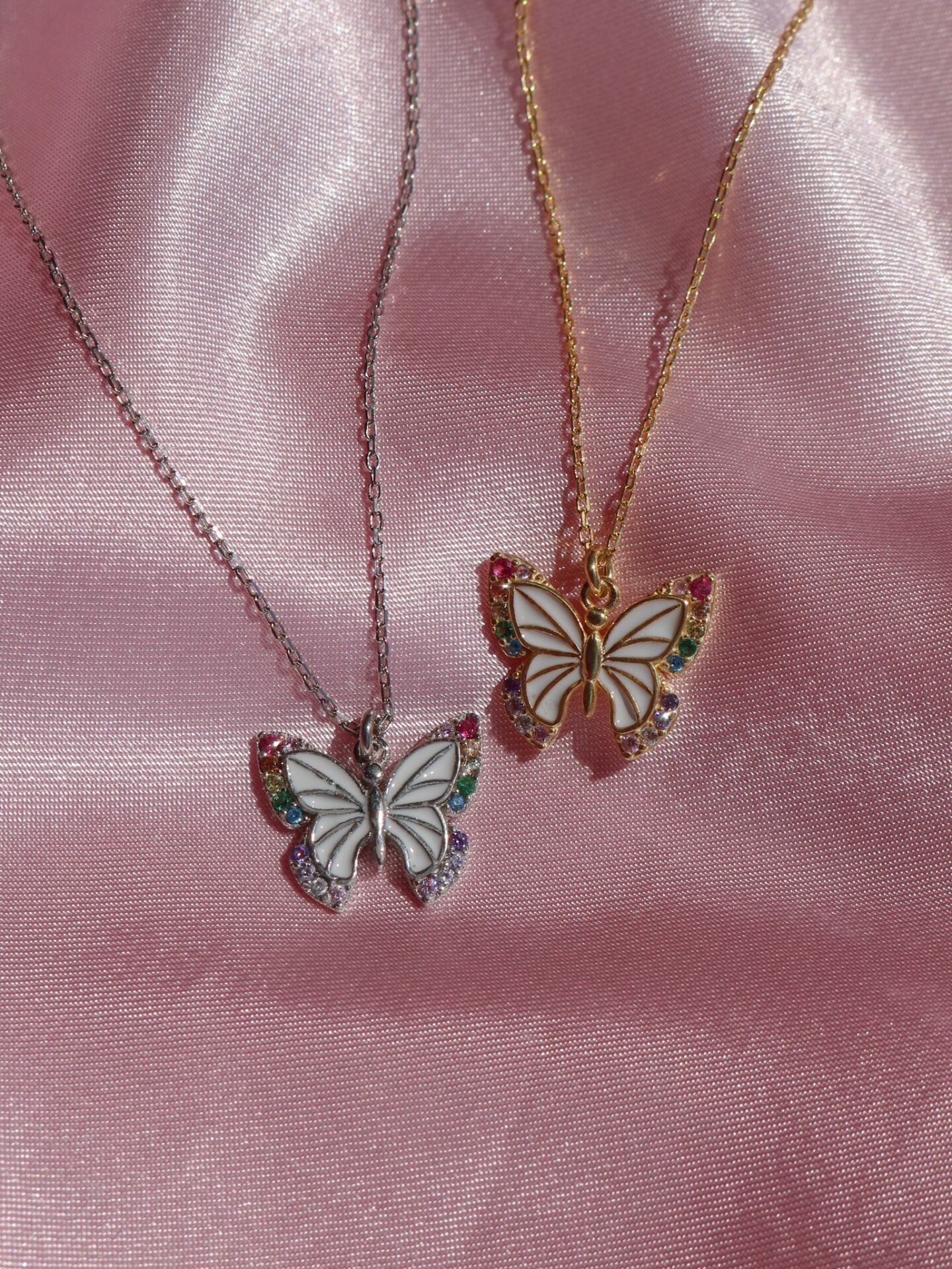 Rainbow Butterfly 925 Silver Necklace