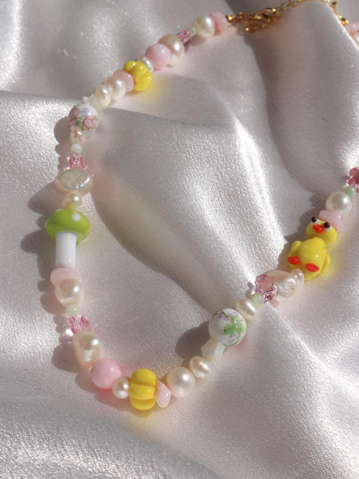 Ducky Mushroom Cute İnci Kolye