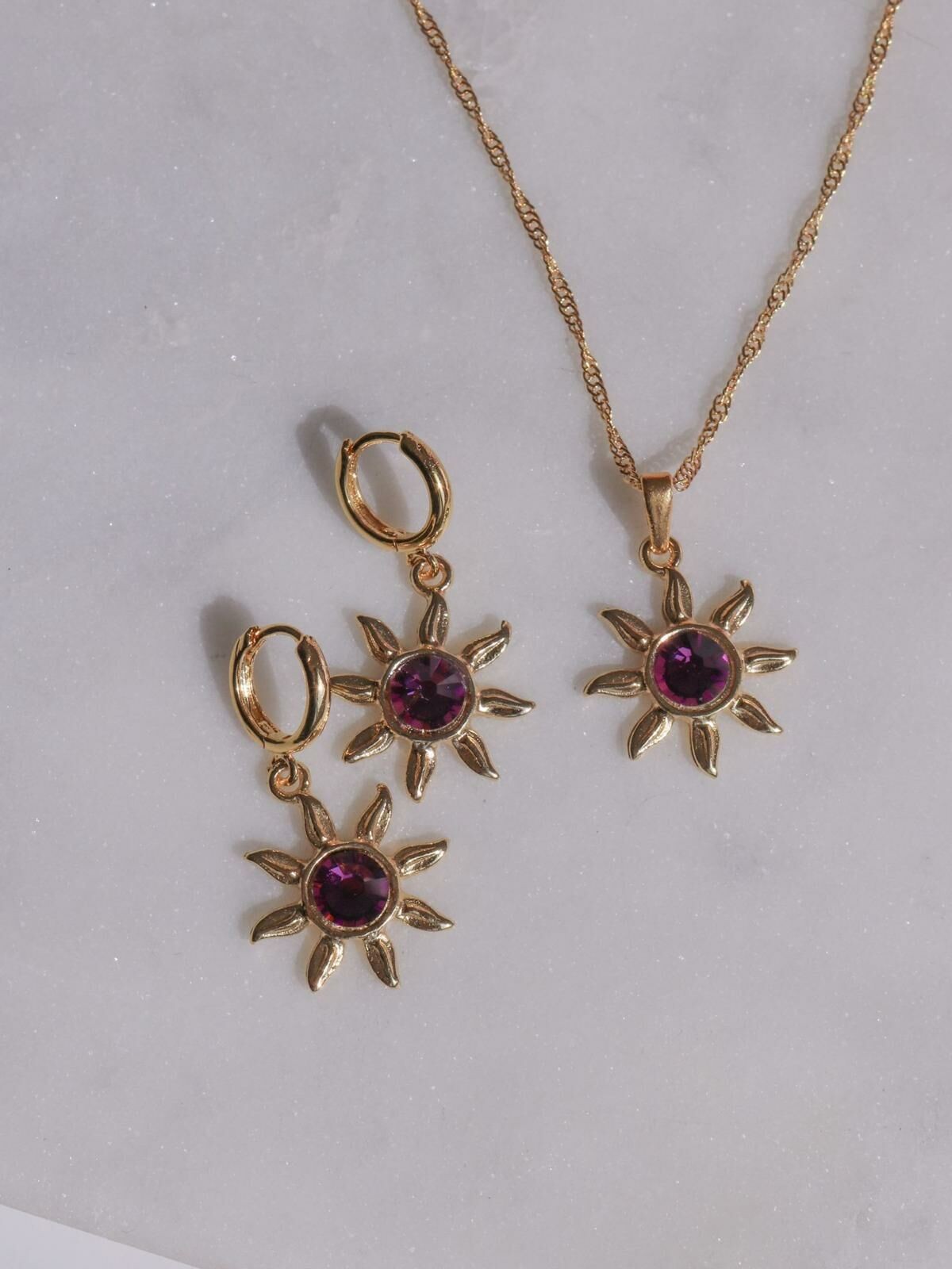 Rapunzel Sun Necklace Earring Set