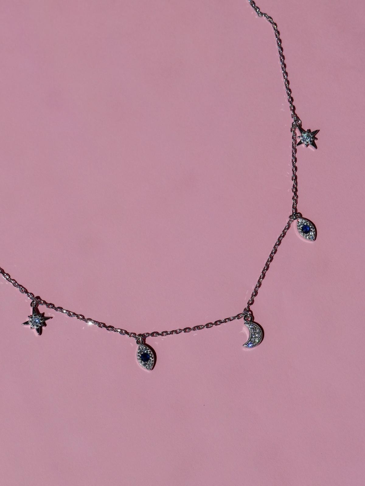 Beşli Evil Eye Kolye 925 Gümüş