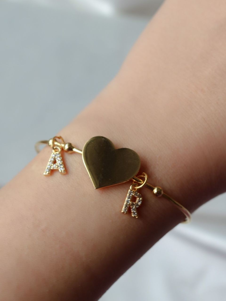 Gold Heart Aesthetic Letter Bracelet