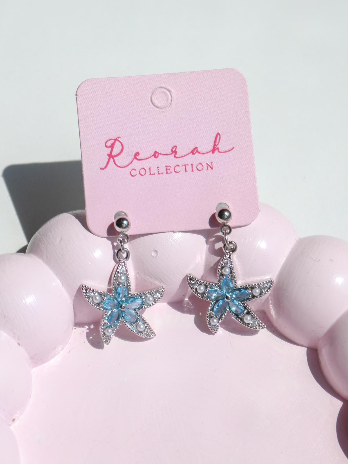 Pearl Blue Starfish Küpe