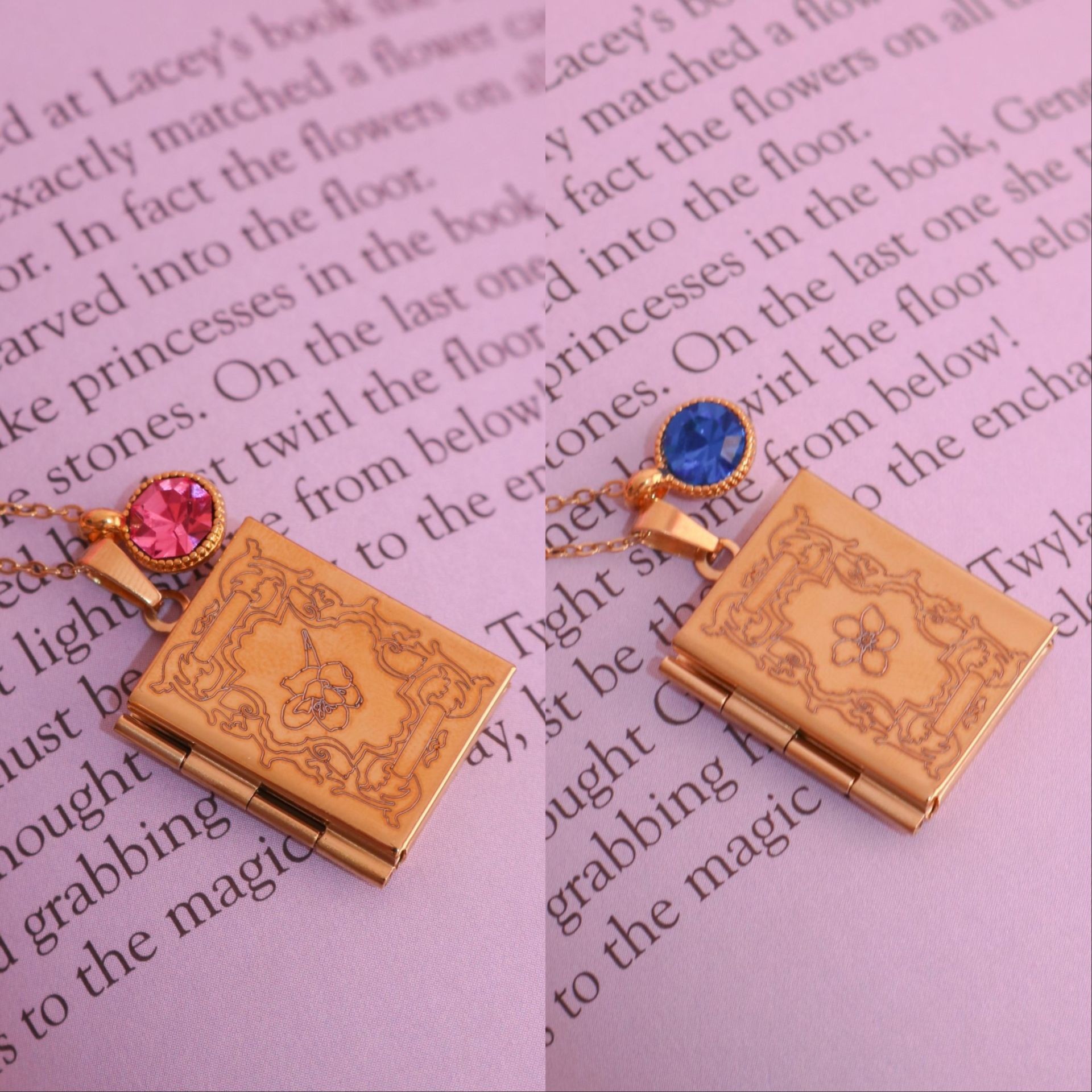 12 Princess Book Cover Steel Necklace