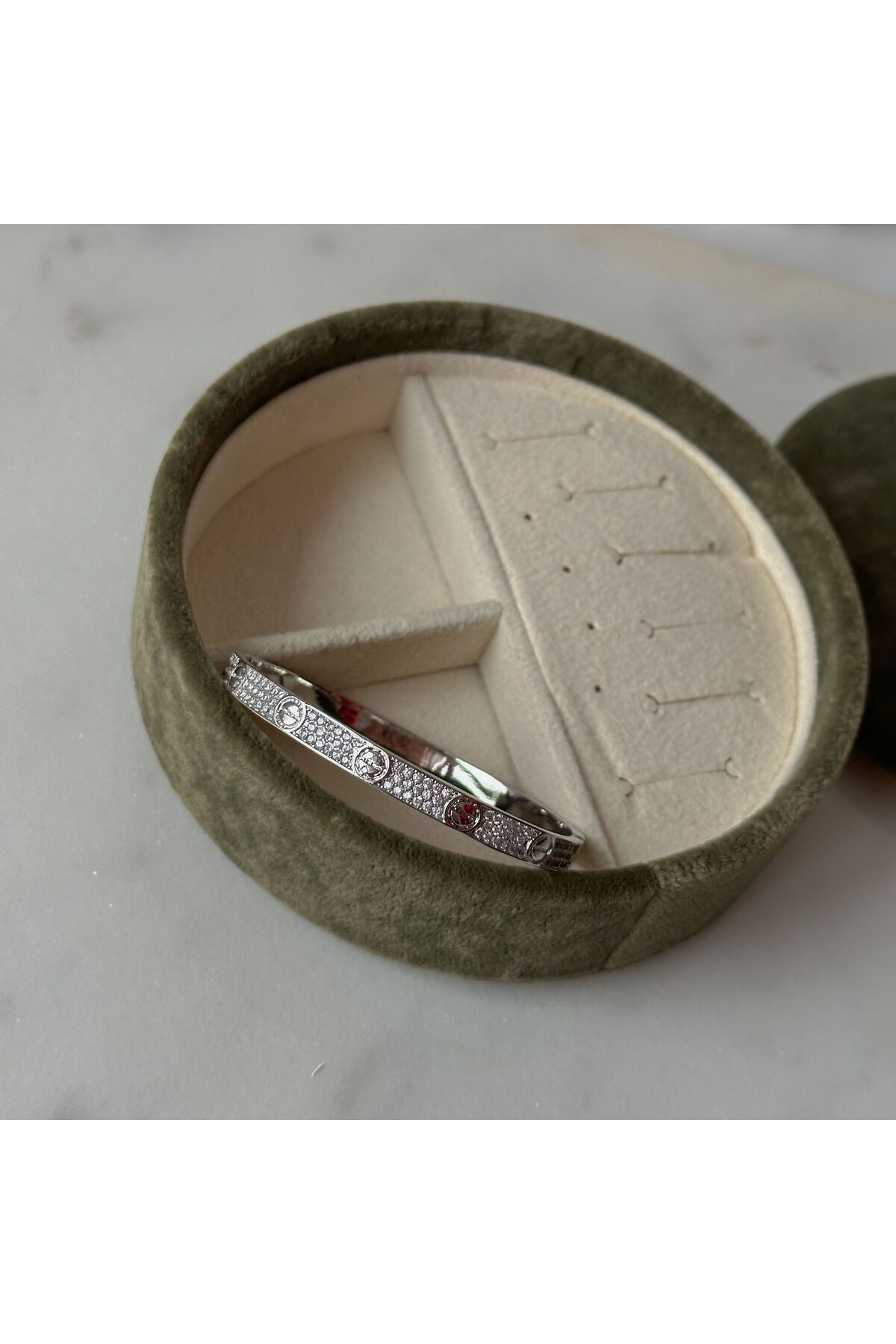 Stone C Model Handcuff Bracelet -silver