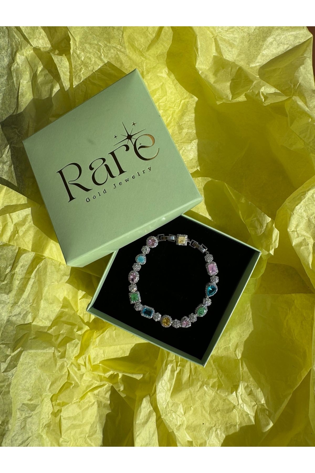 Gama Large Zircon Stone Bracelet - silver