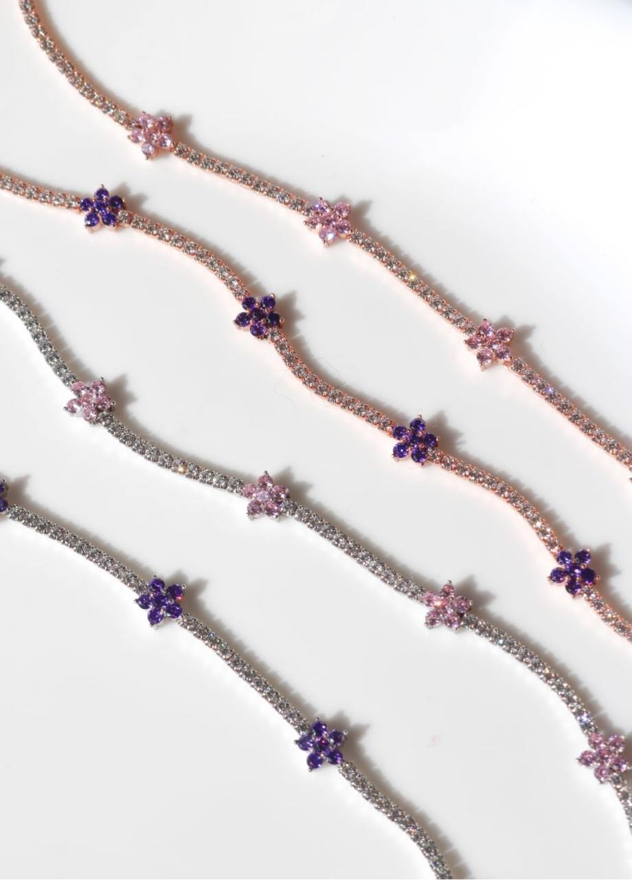 Multi Daisy 925 Silver Anklet