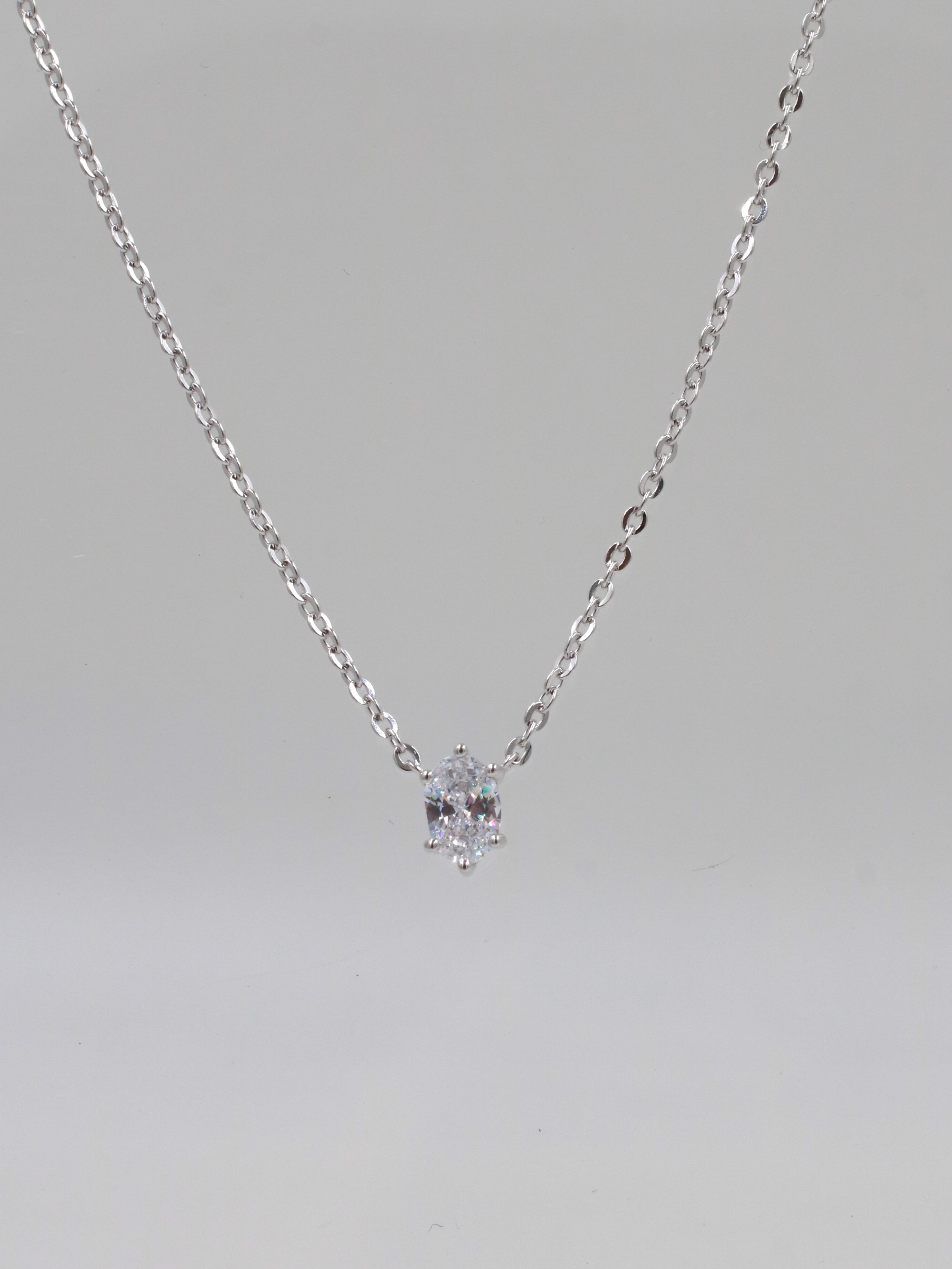 Minimal Stone Spark 925 Silver Necklace