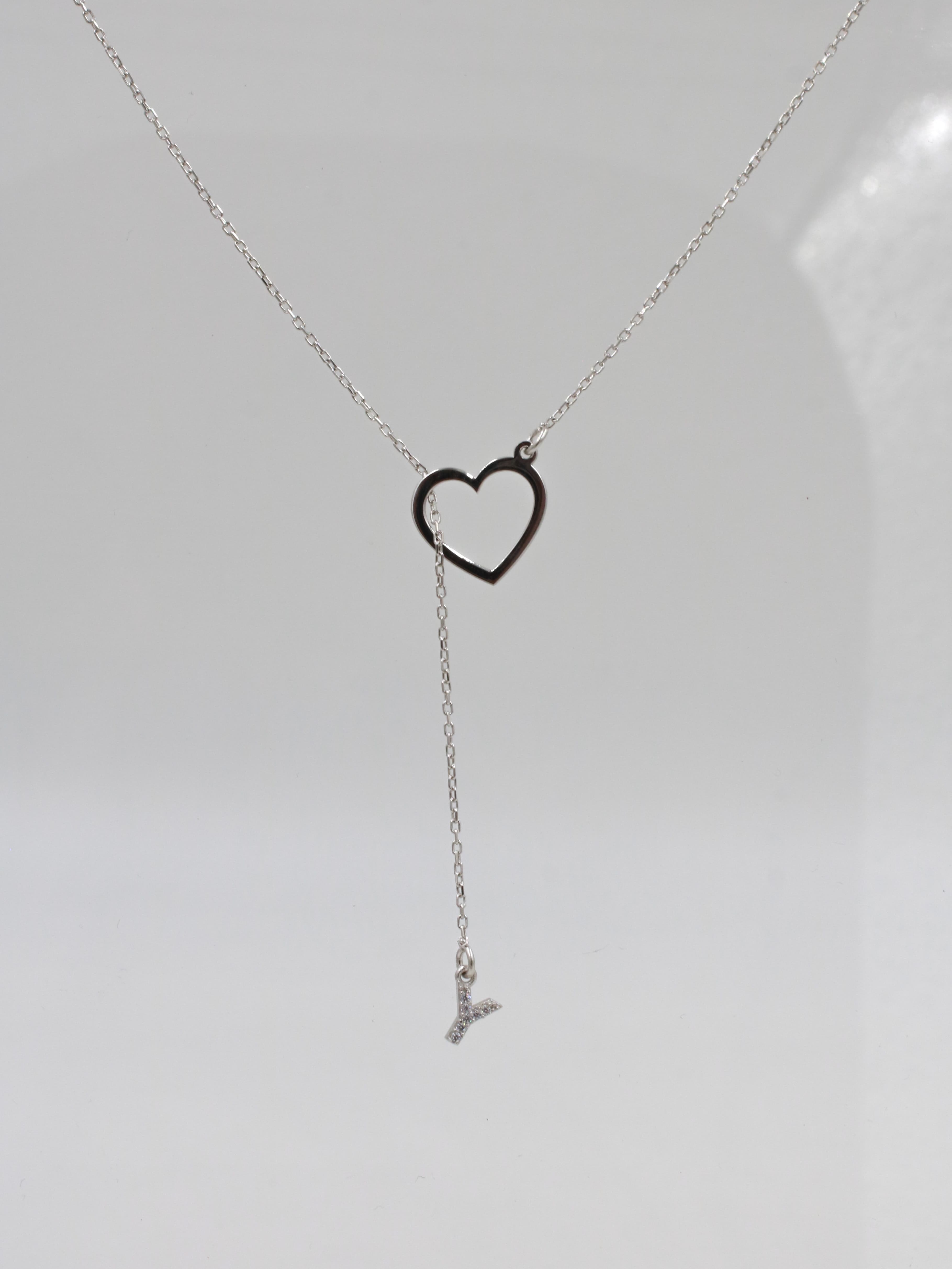 Letter Necklace Passing Through the Heart 925 Silver