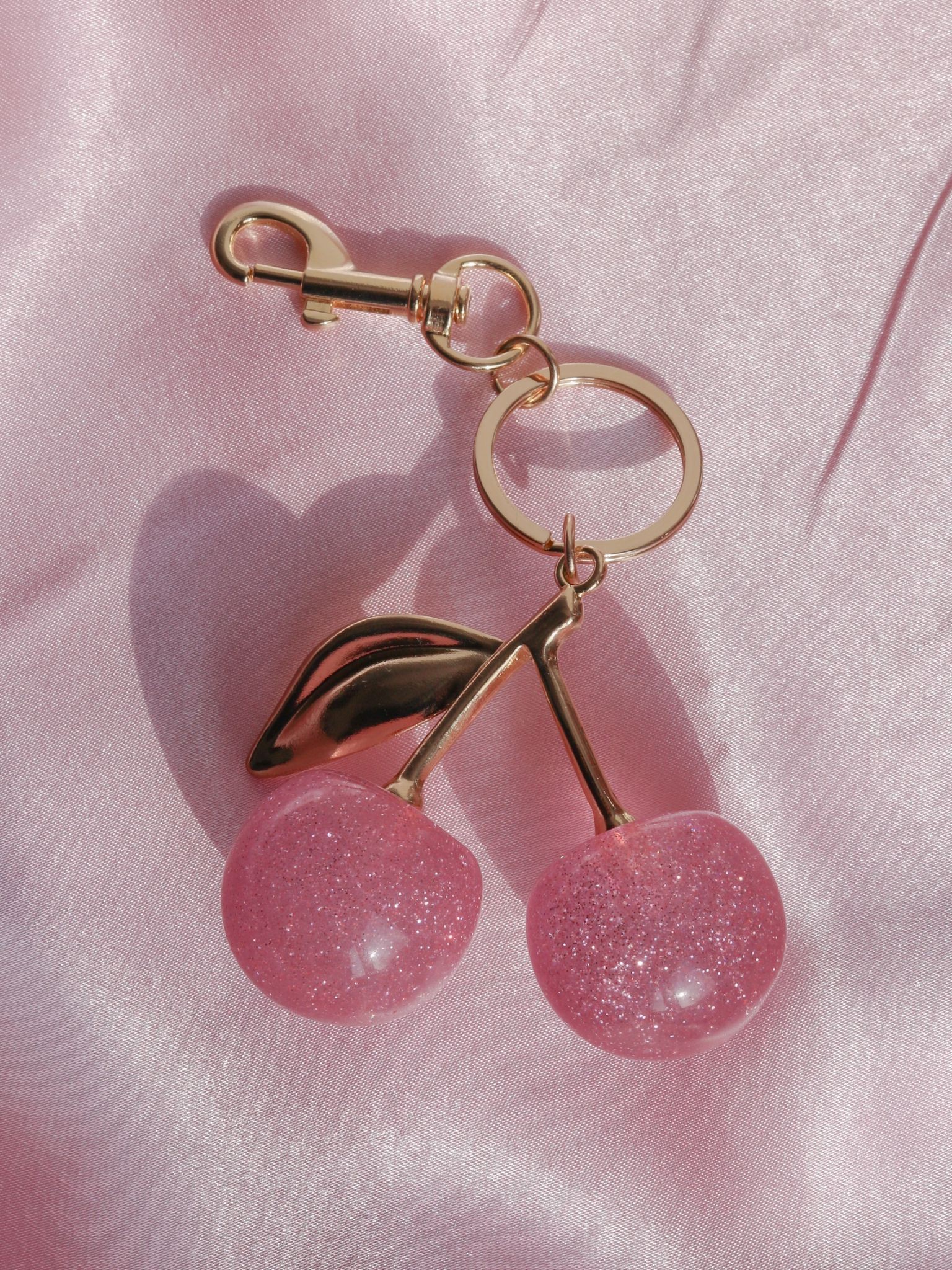 Pink Cherry Lady Charm Keychain