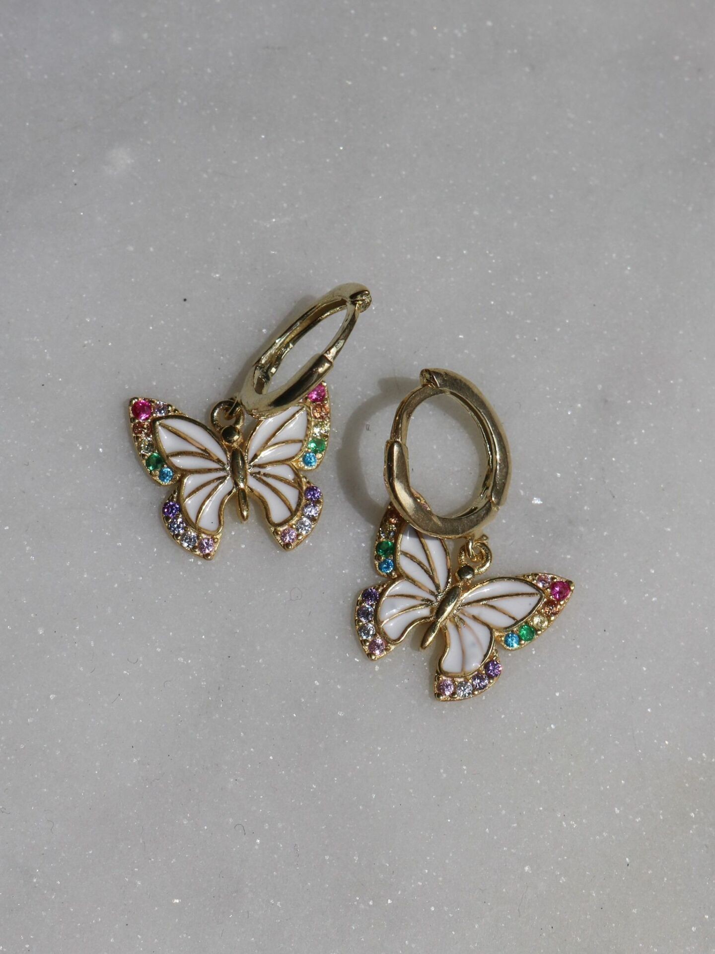 Rainbow Butterfly 925 Silver Earrings