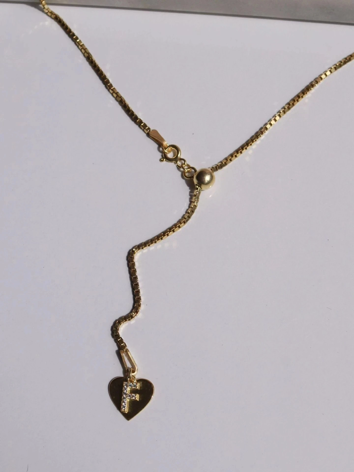Adjustable Heart Letter Necklace 925 Silver