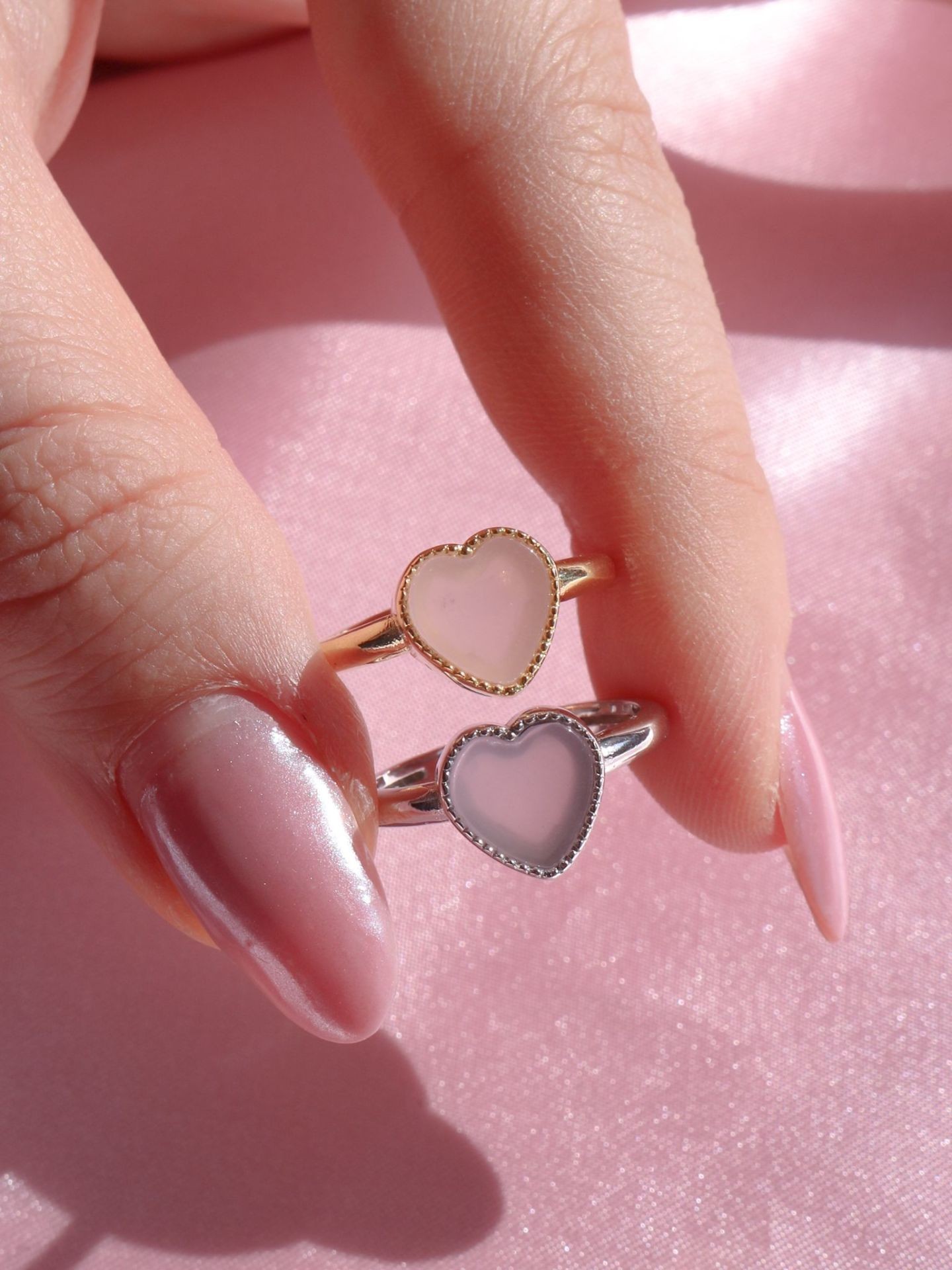 Light Pink Heart 925 Silver Ring