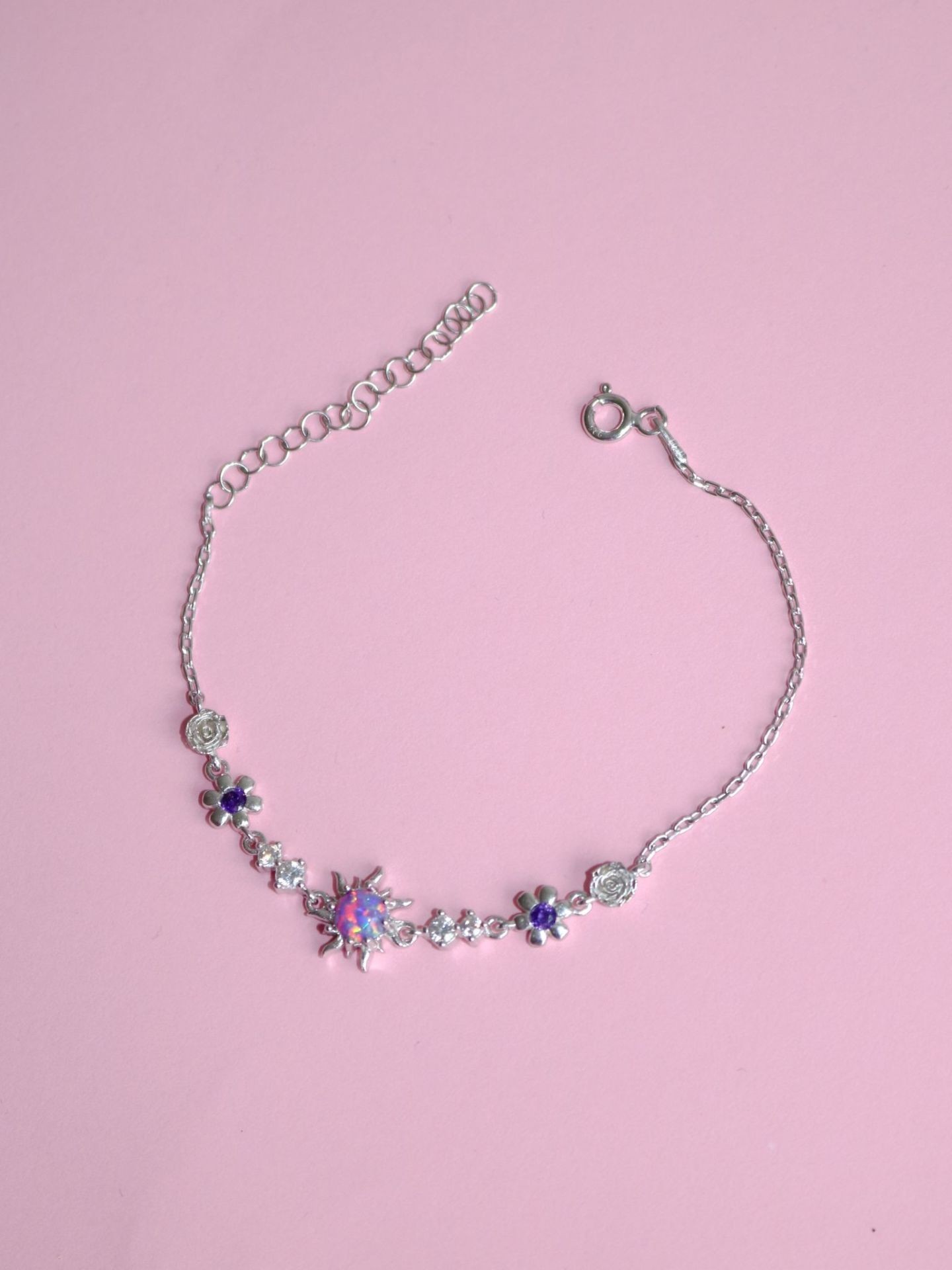 Rapunzel Sunflower Opal 925 Silver Bracelet