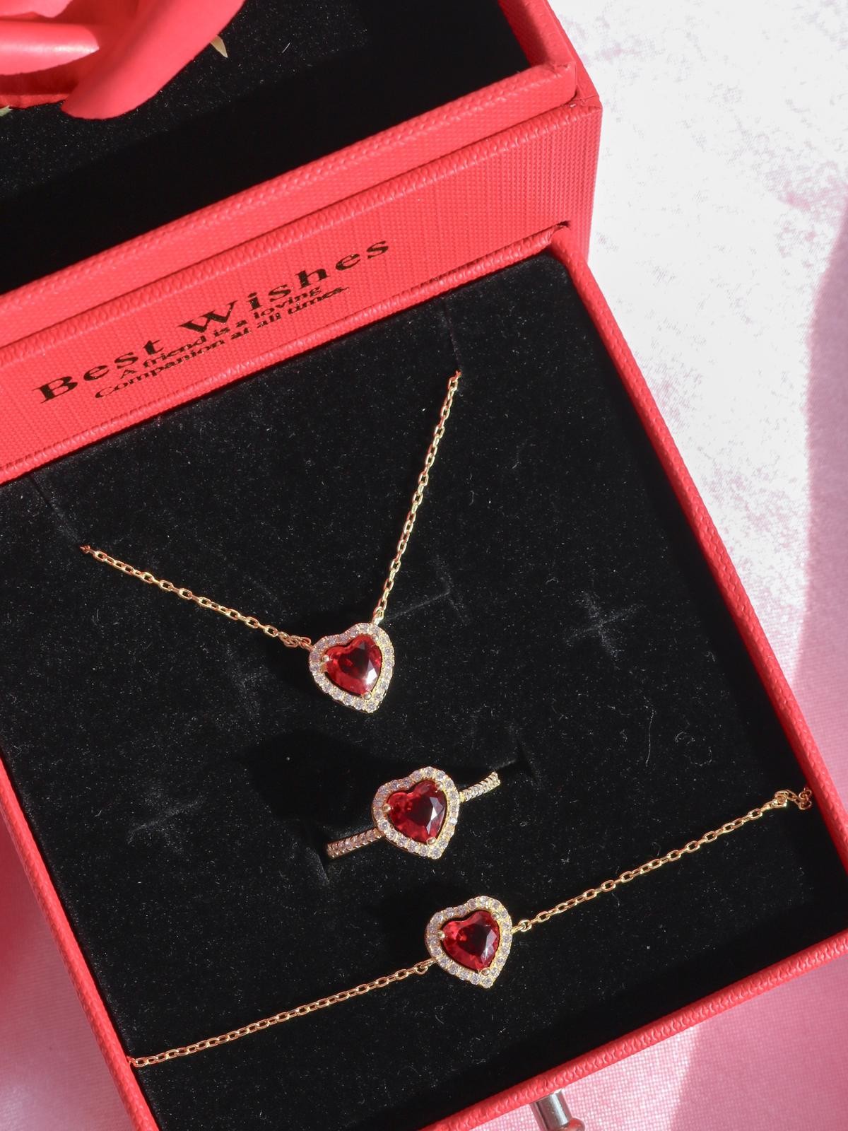 Red Pandora Heart 925 Silver Jewelry Set