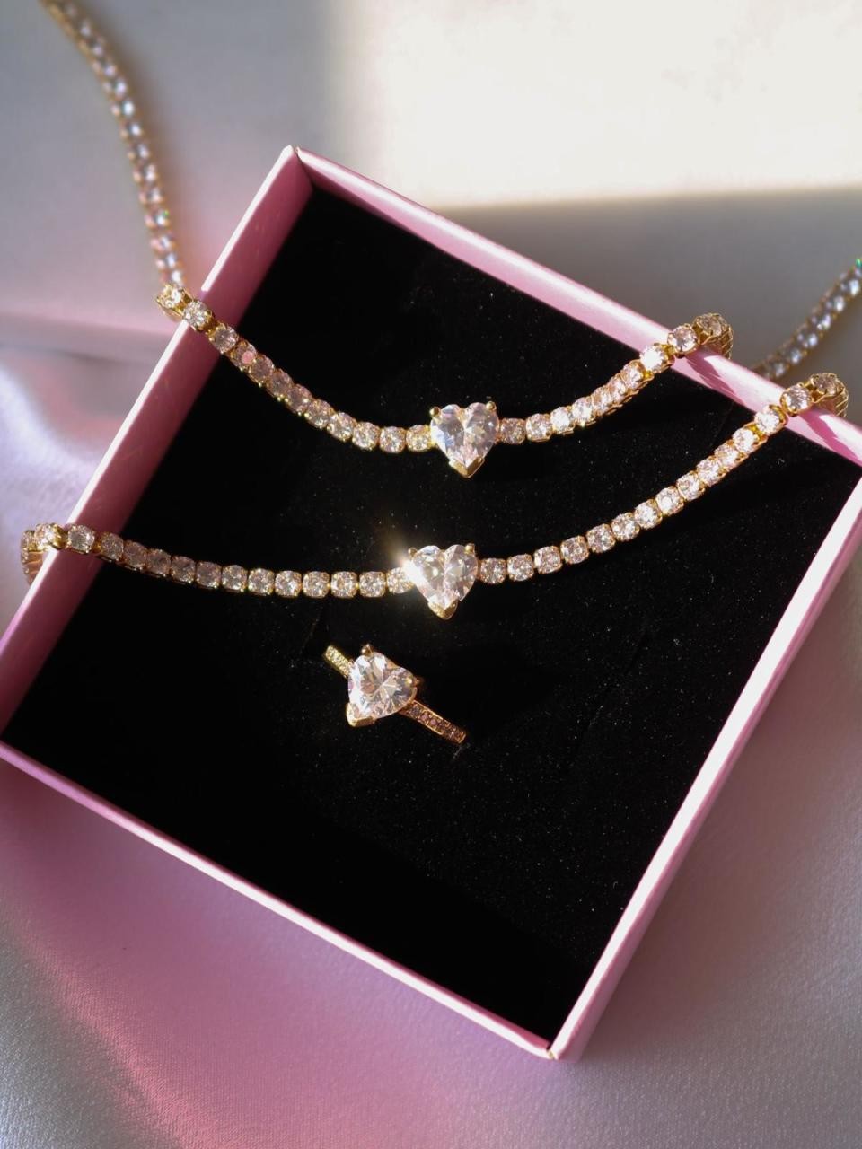 Shiny Love Necklace Bracelet Ring Set