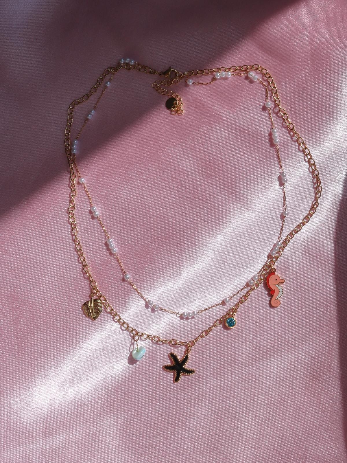 Star & Sea Charm İkili Zincir Çelik Kolye