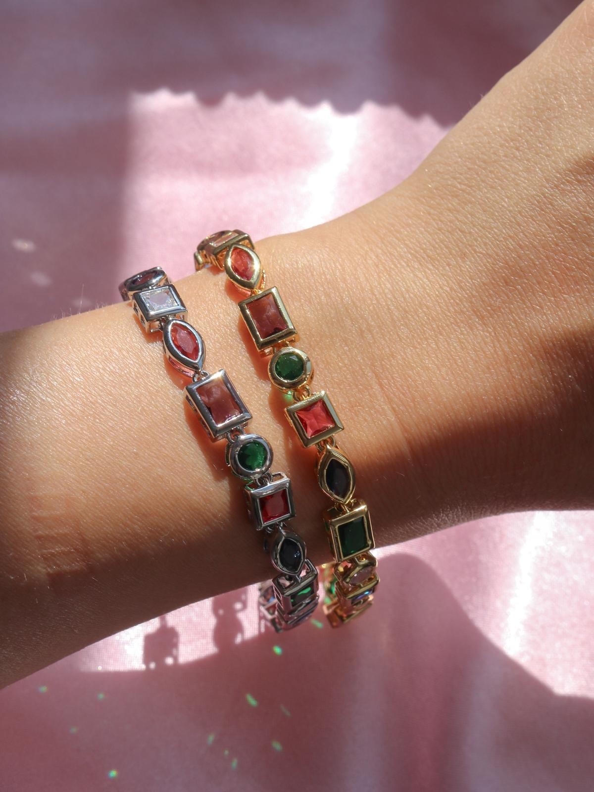 Colorful Multiple Gems Çelik Bileklik