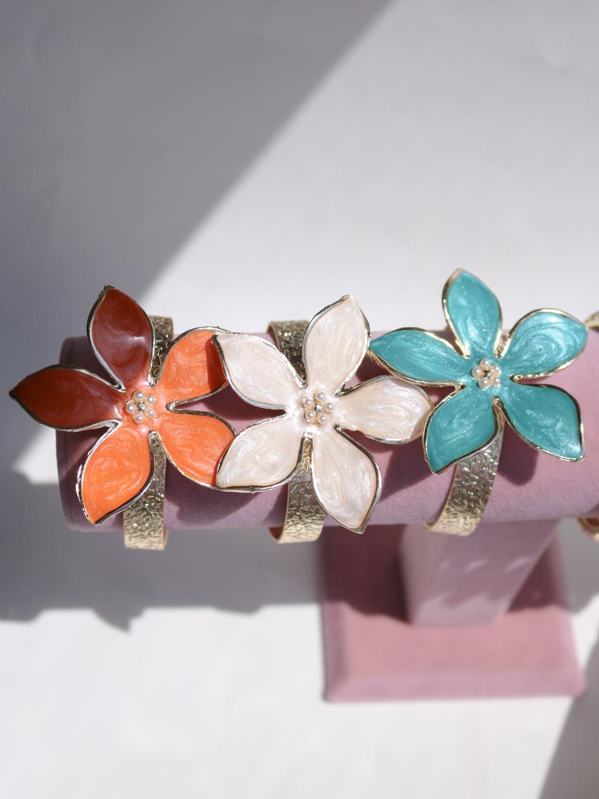 Orange Floral Grace Yüzük ve Bileklik Set