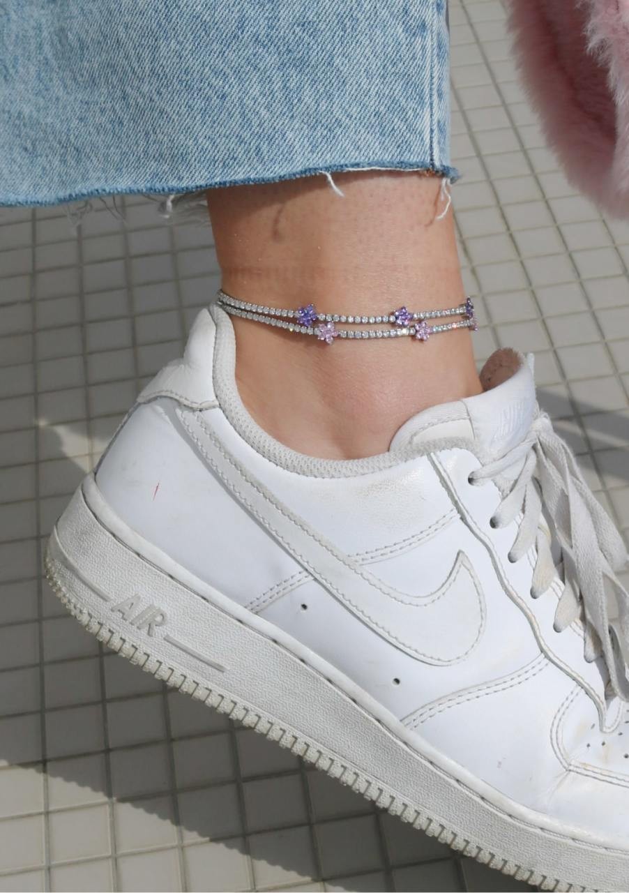 Multi Daisy 925 Silver Anklet