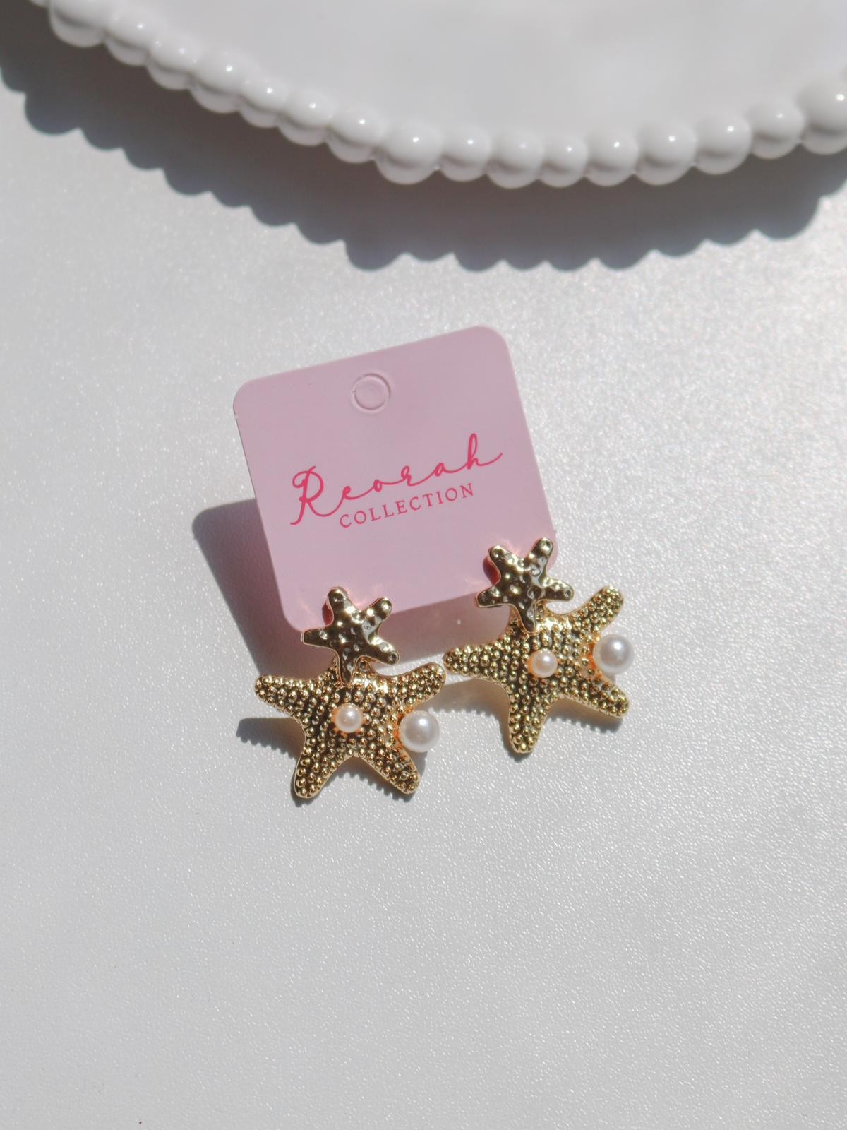 İncili Starfish Küpe