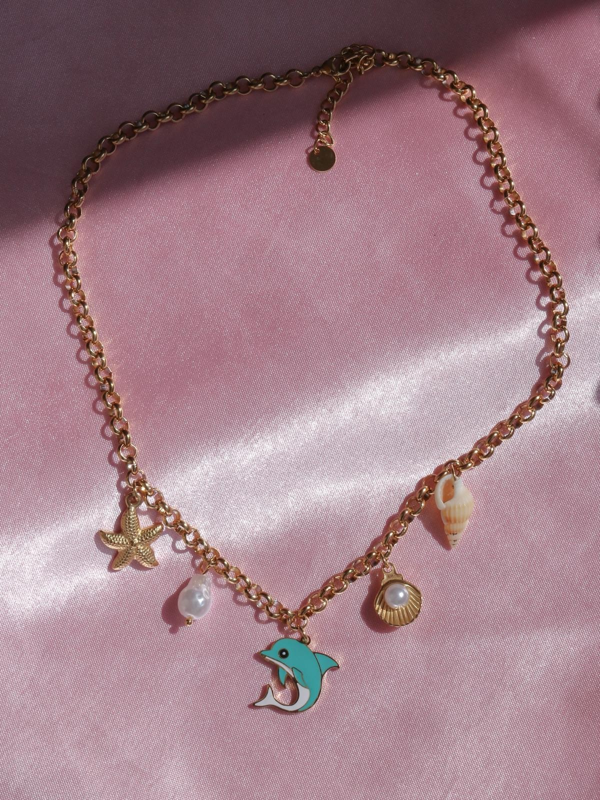 Dolphin Tide Çelik Charm Kolye