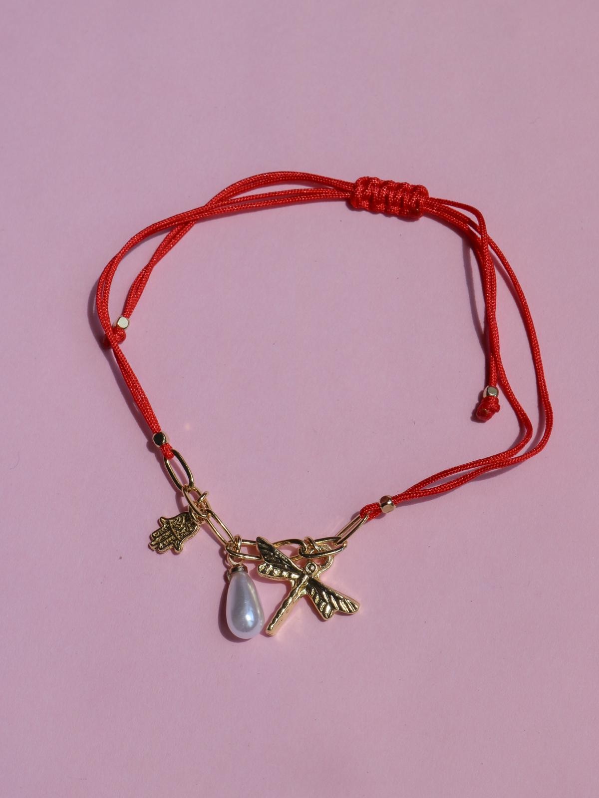 Red Rope Paperclip Chain Charm Bracelet (Without Charm) | Manifest