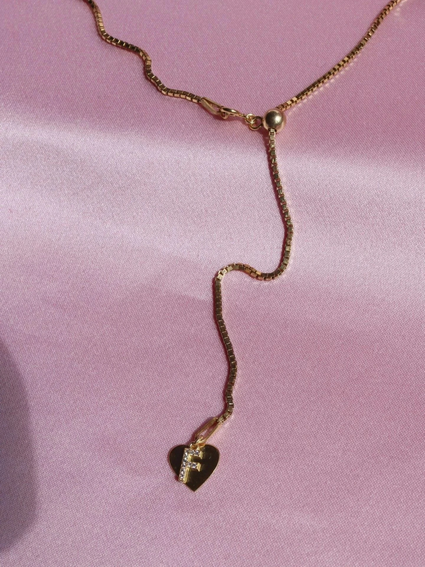 Adjustable Heart Letter Necklace 925 Silver