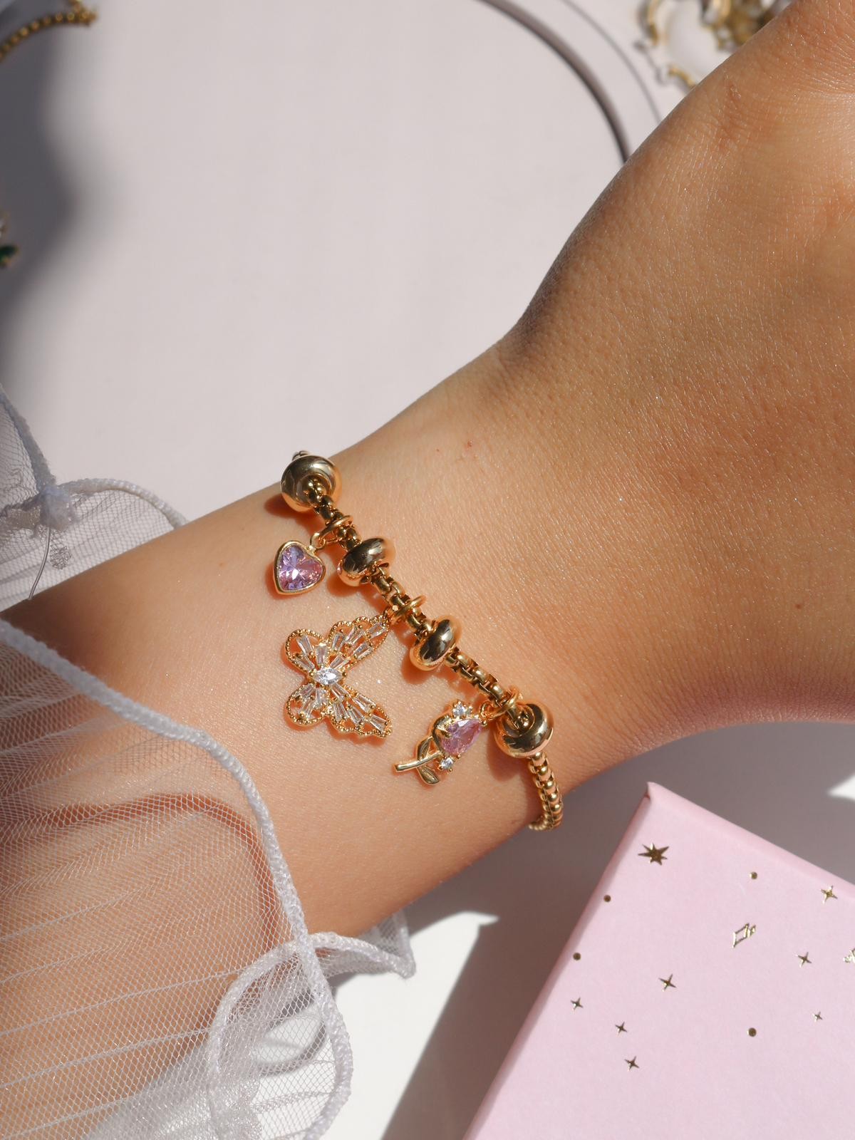 Tiny Butterfly Charm Bracelet