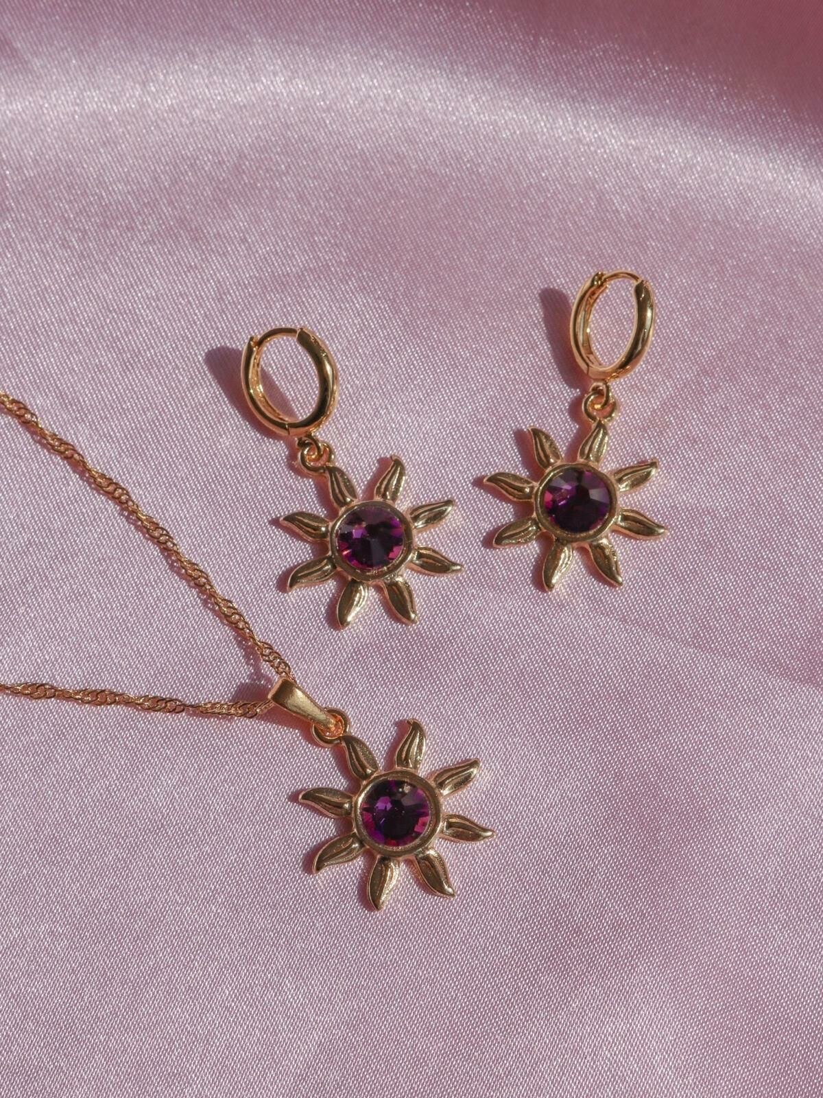Rapunzel Sun Necklace Earring Set