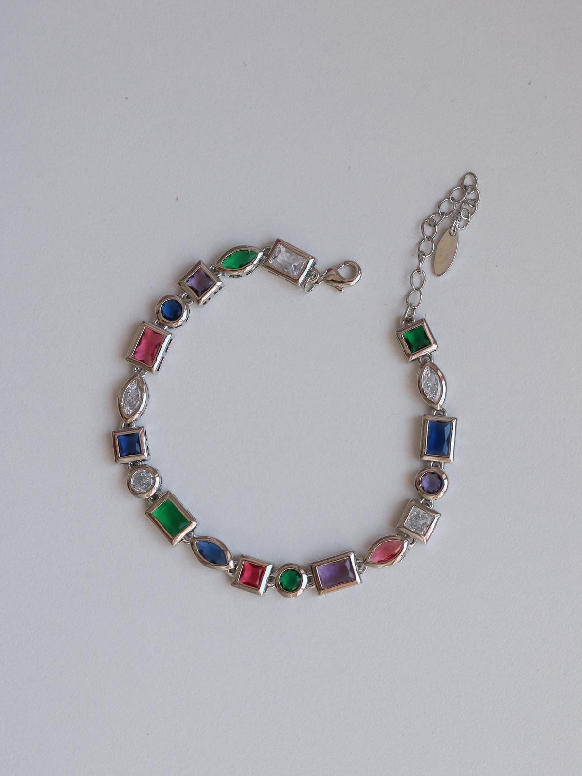 Colorful Multiple Gems Çelik Bileklik
