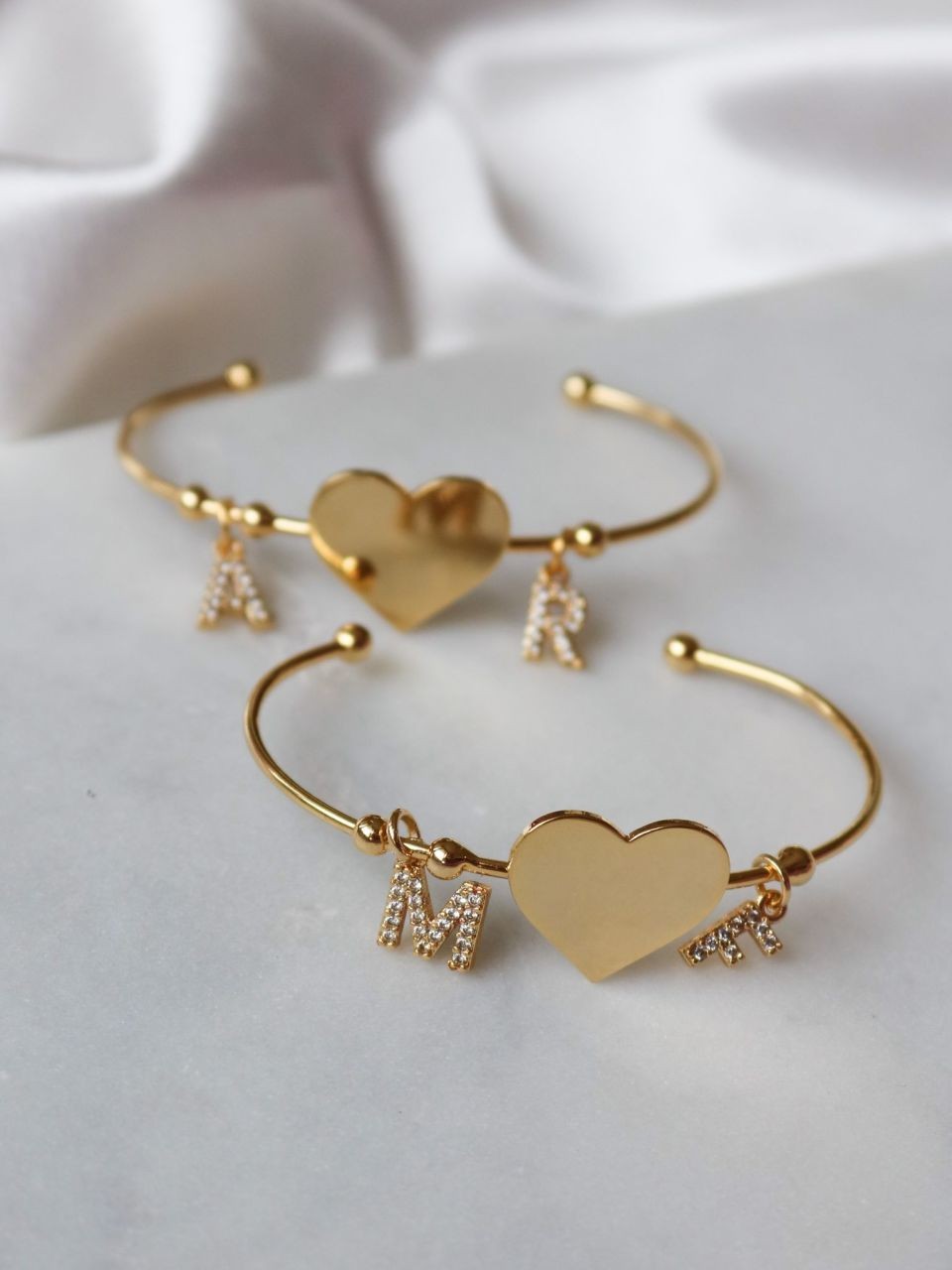 Gold Heart Aesthetic Letter Bracelet