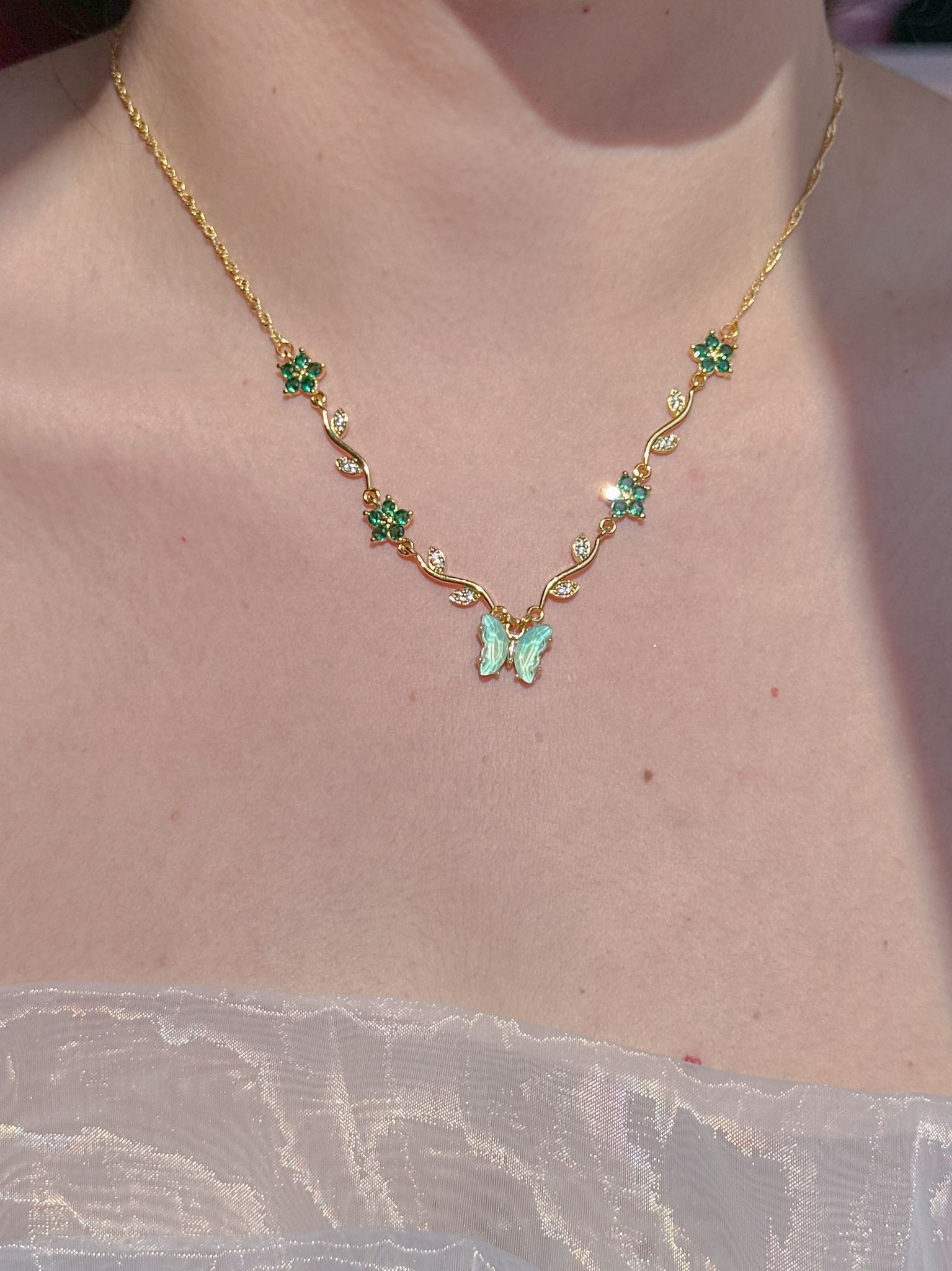 Green Butterly Garden Necklace