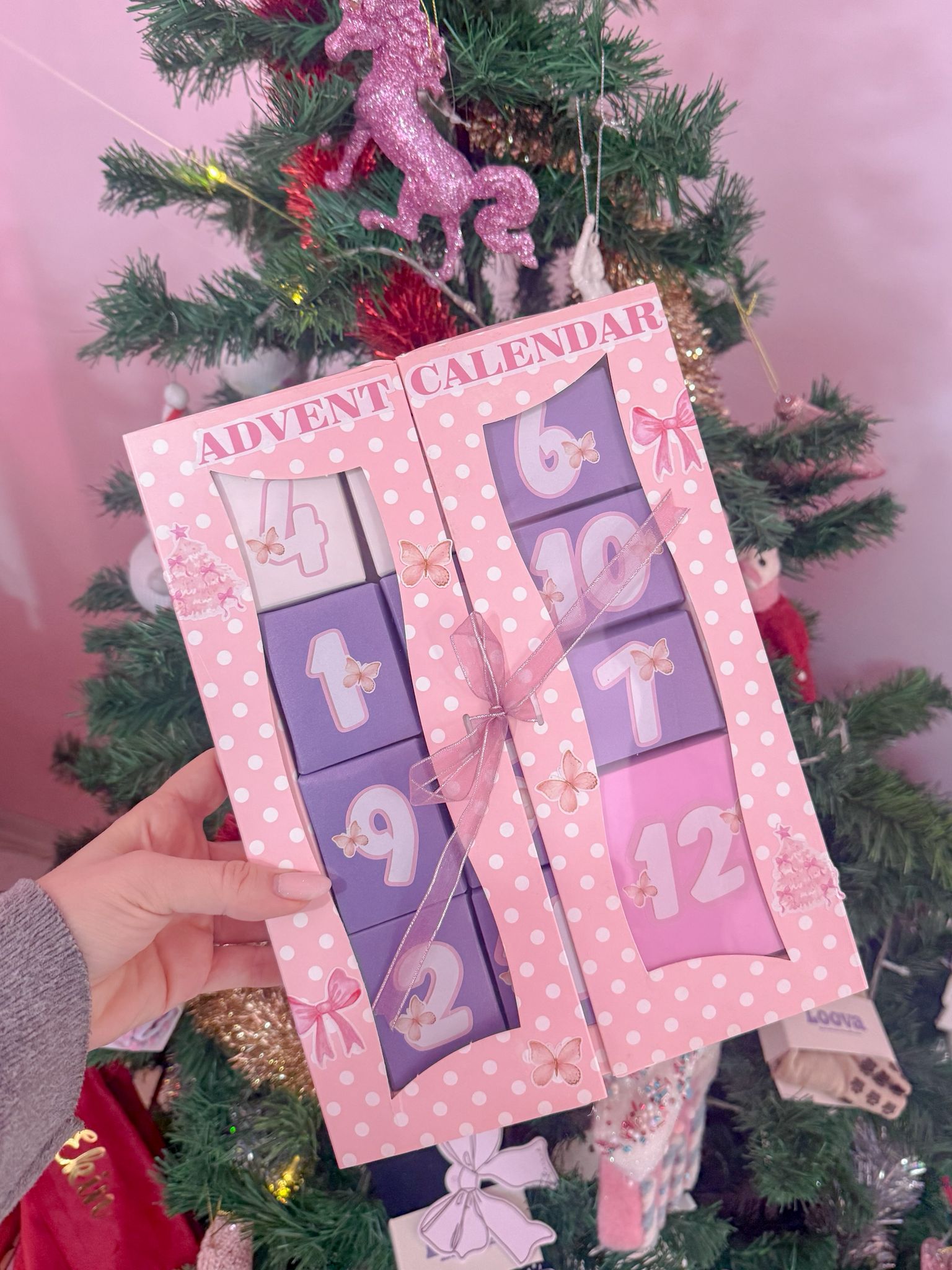 Reorah Pembe Puantiyeli Advent Calendar 12 Adet