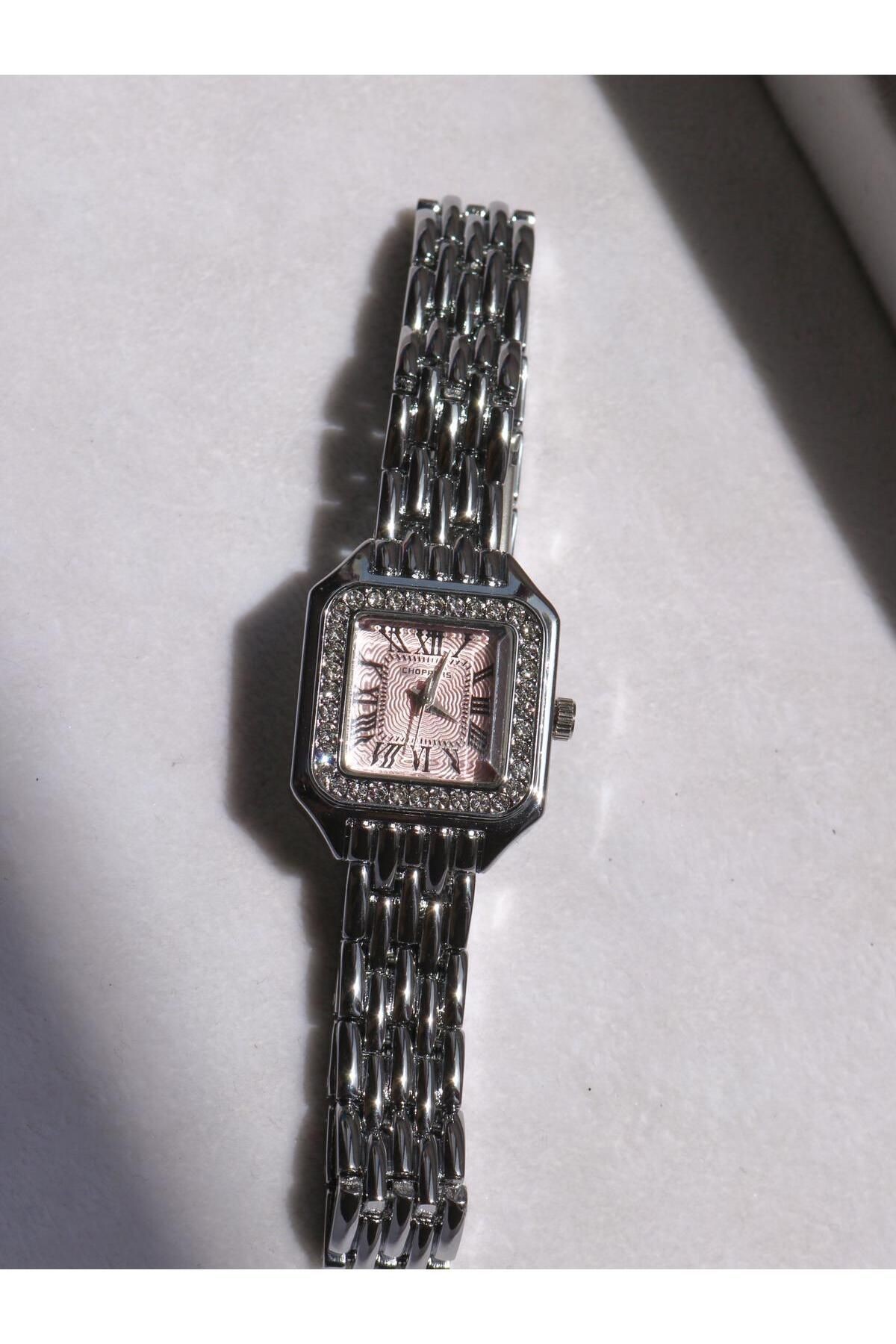 Pink Zircon Stone Watch Steel