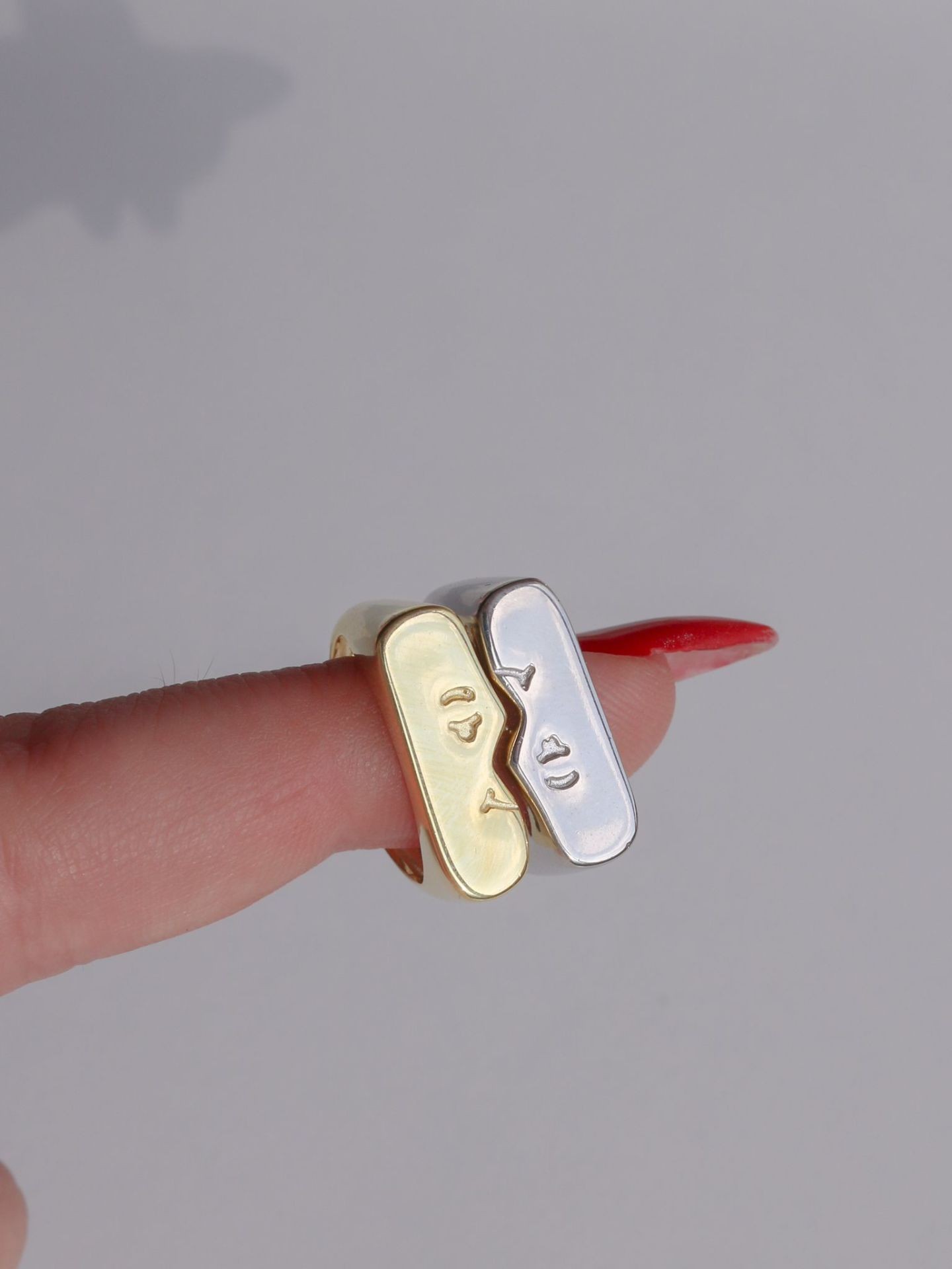 Kissing Faces Ring 925 Silver