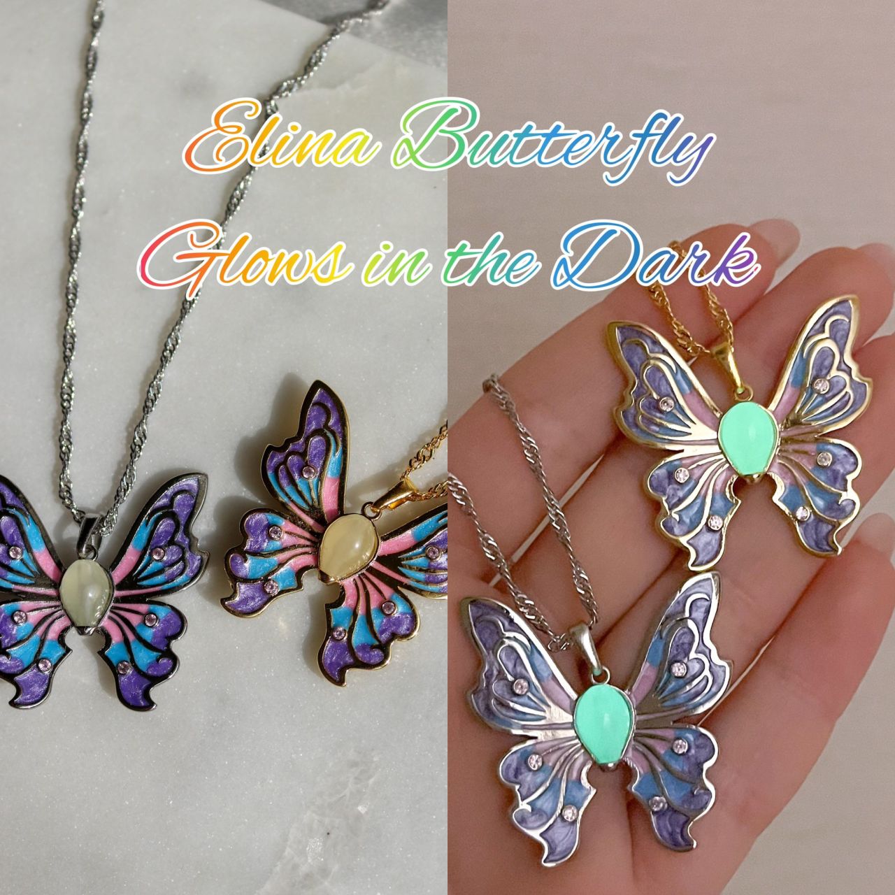 Fairy Elina Glow in the Dark Butterfly Necklace
