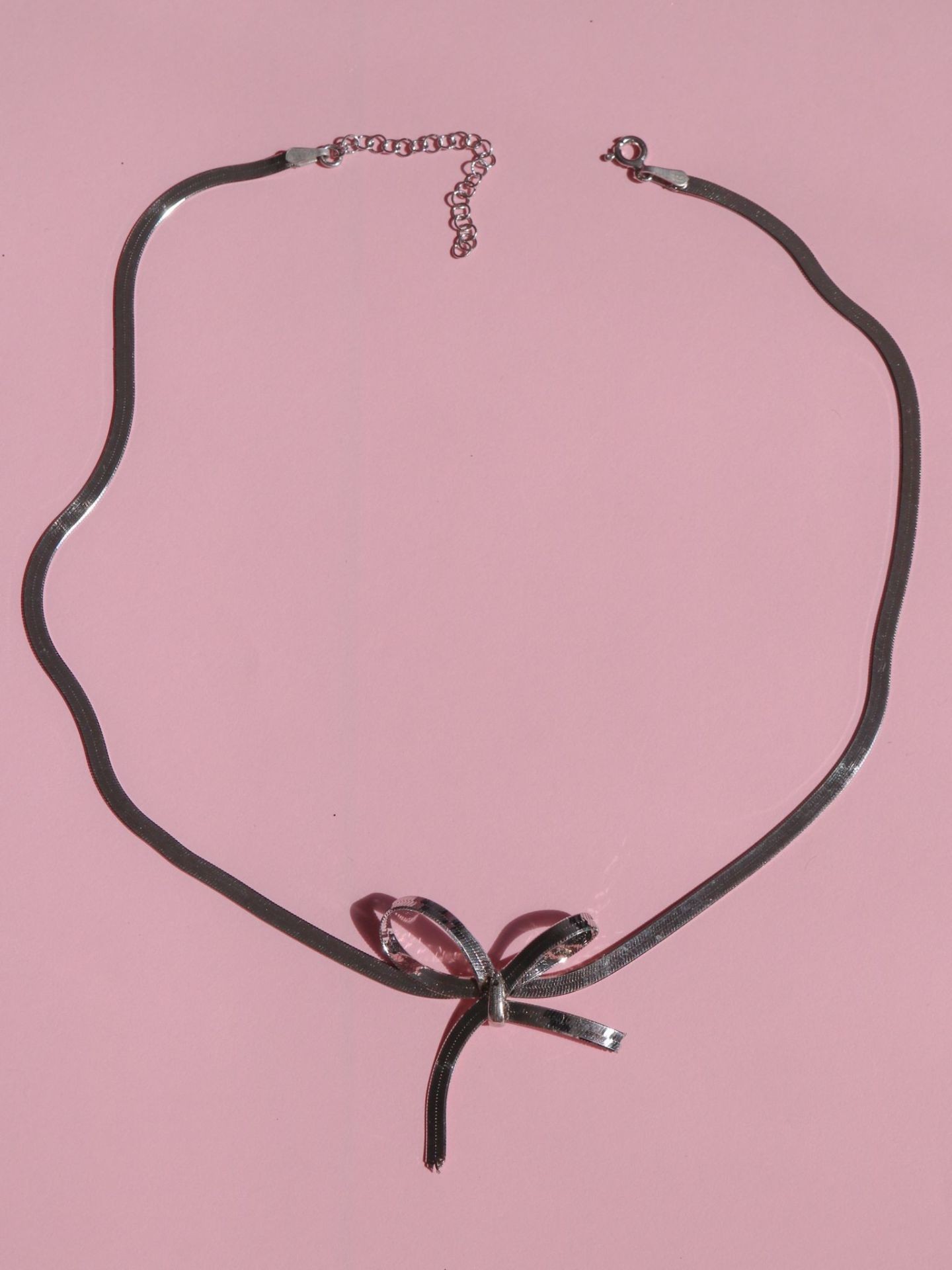 925 Silver Flat Bow Necklace