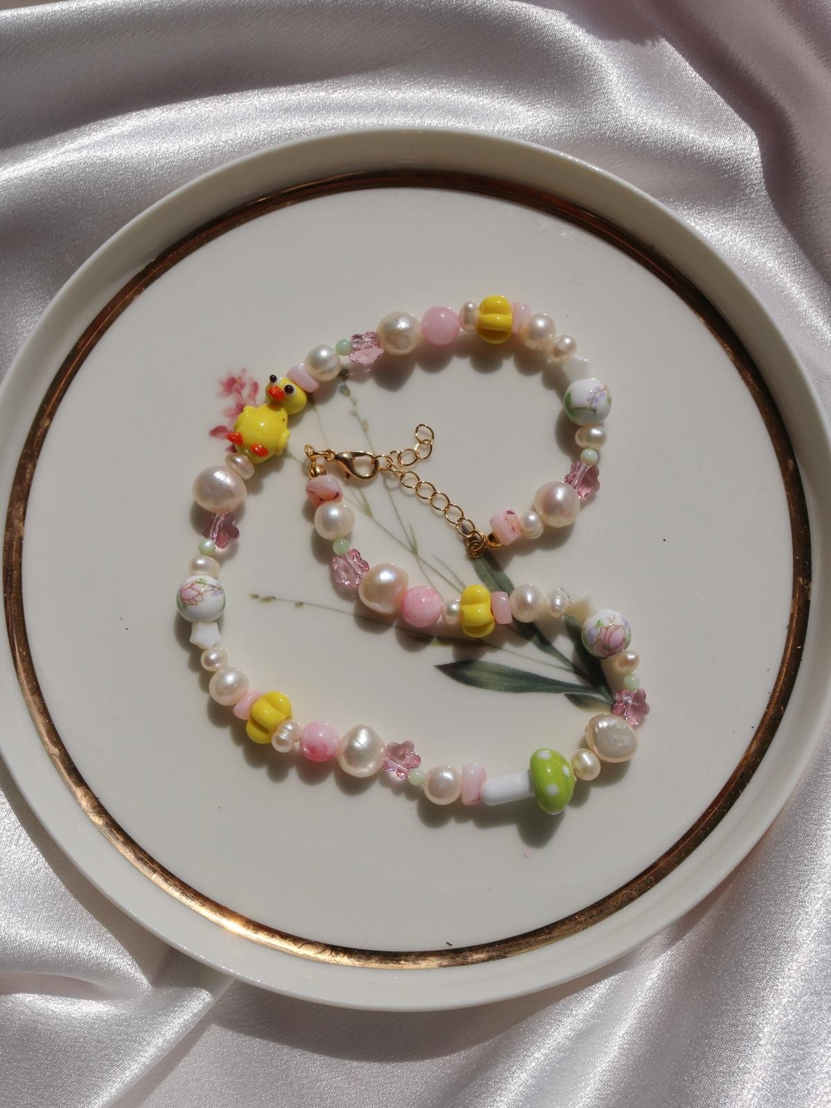 Ducky Mushroom Cute İnci Kolye