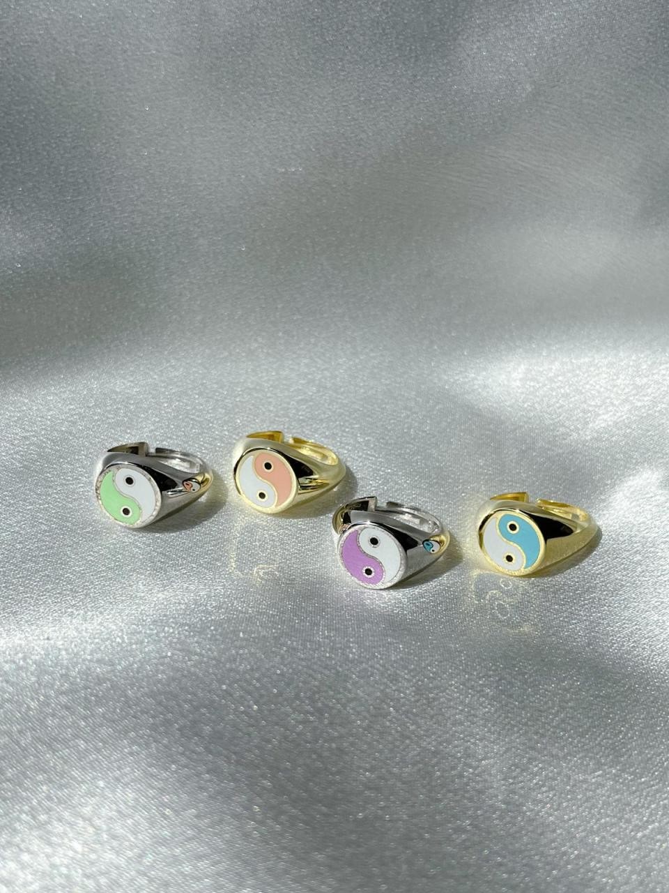 Enameled Yin Yang 925 Silver Ring