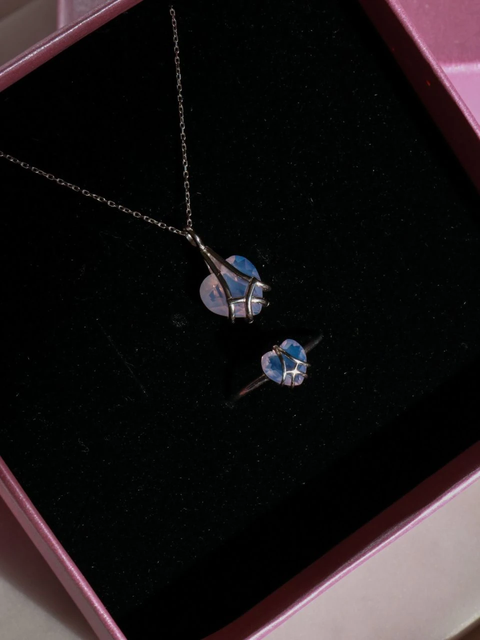 Diamond Chateau Necklace - Ring Set 925 Silver