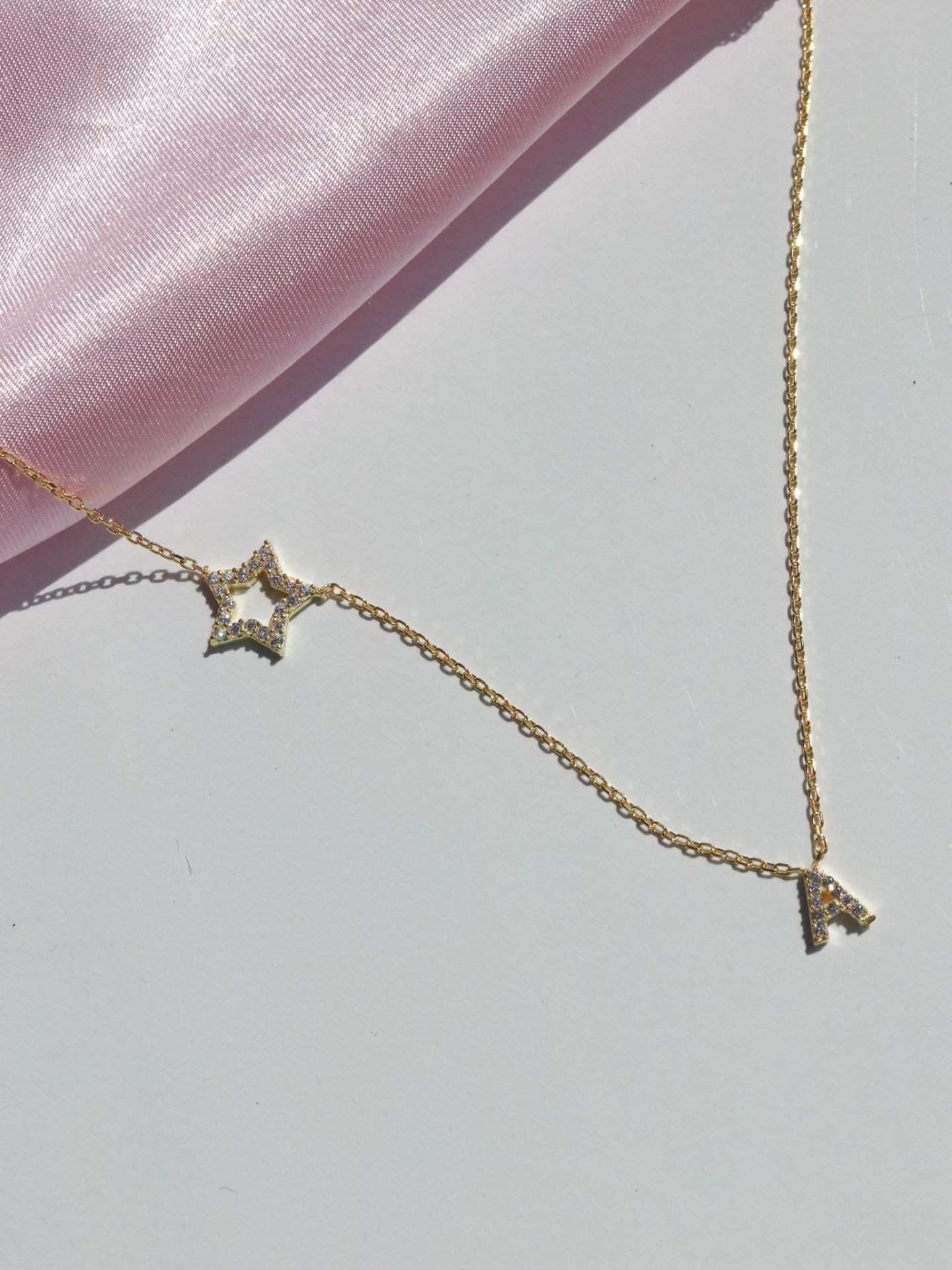 Minimal Letter Star Necklace 925 Silver