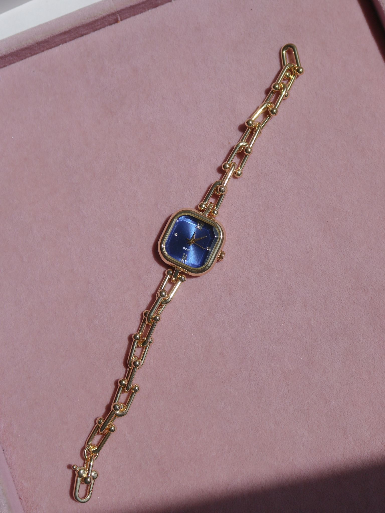 Gold Chain Blue Watch