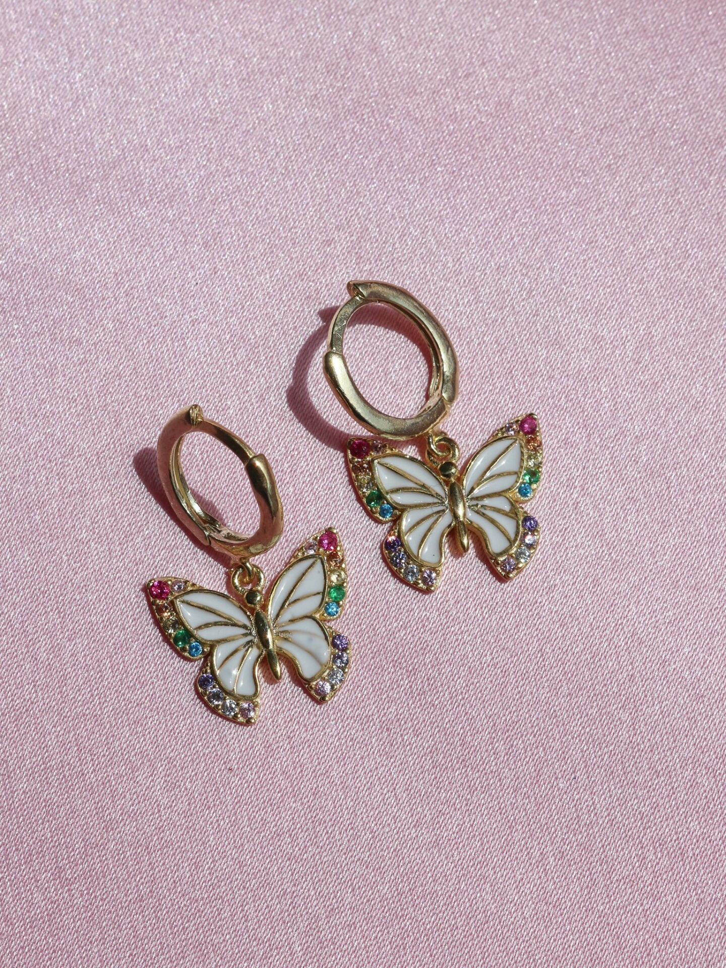 Rainbow Butterfly 925 Silver Earrings