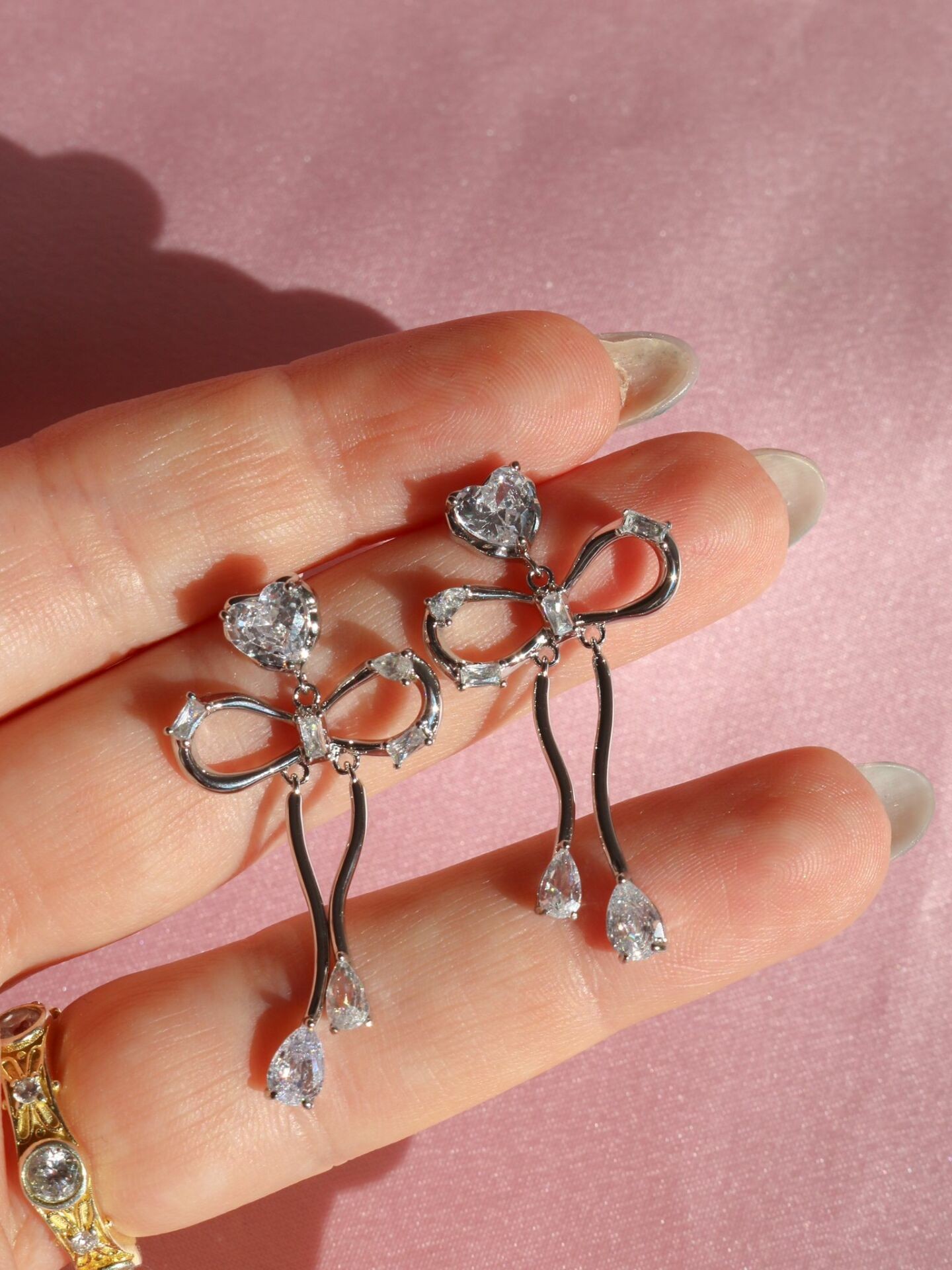 Diamond Ribbon Earrings