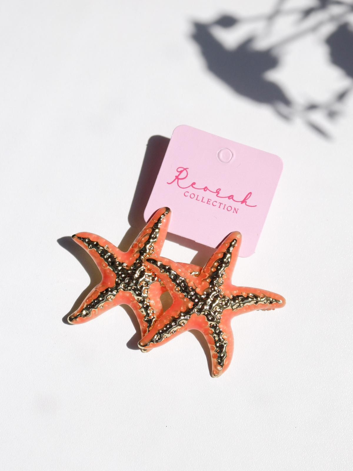 Orange Starfish Küpe