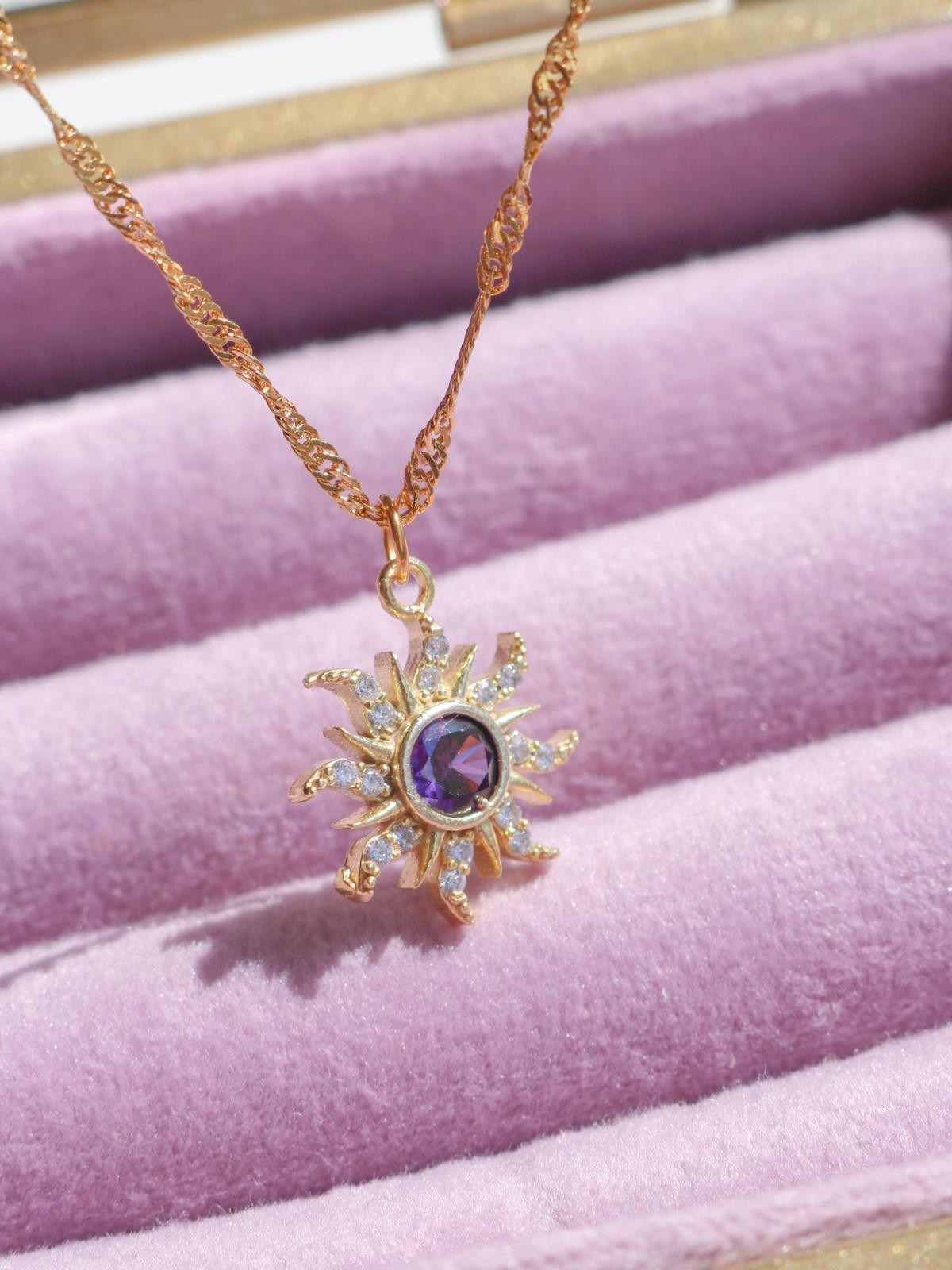 Rapunzel Minimal Purple Sun Necklace
