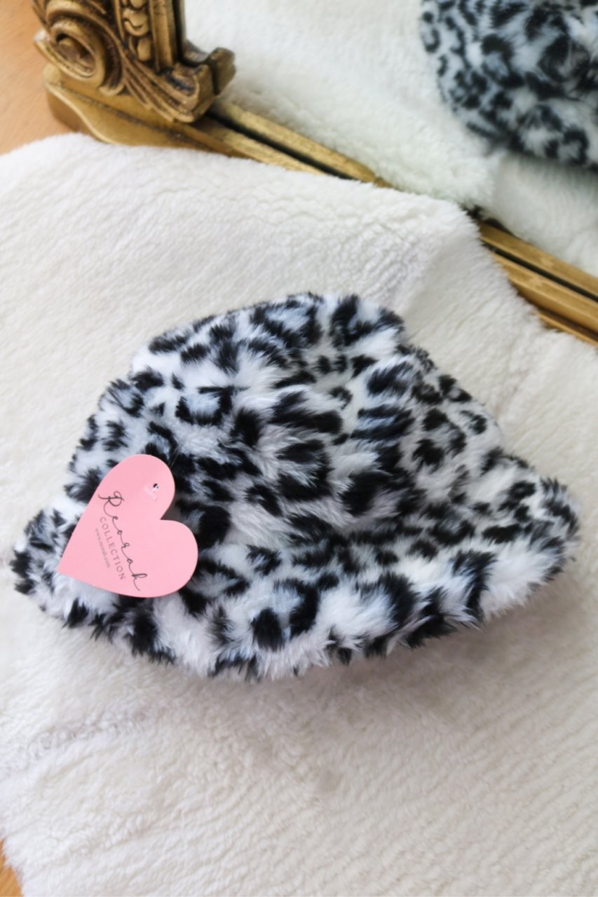 White Leopard Plush Hat