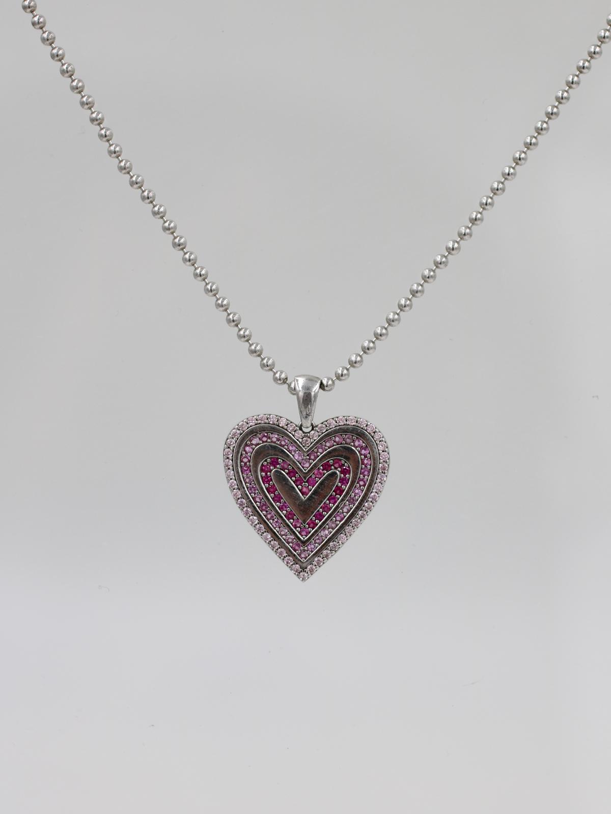 Pink Aura Heart 925 Gümüş Kolye