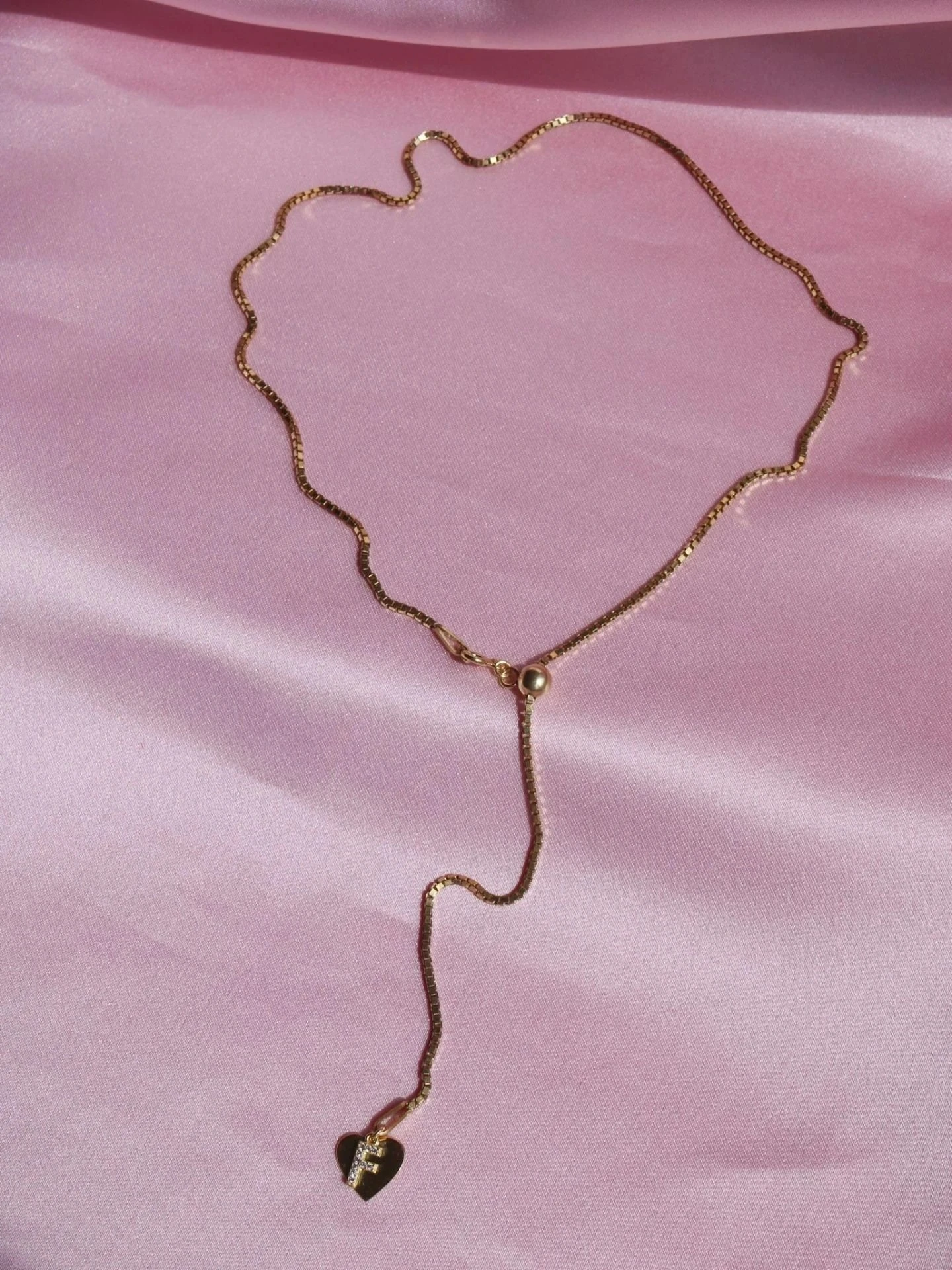 Adjustable Heart Letter Necklace 925 Silver