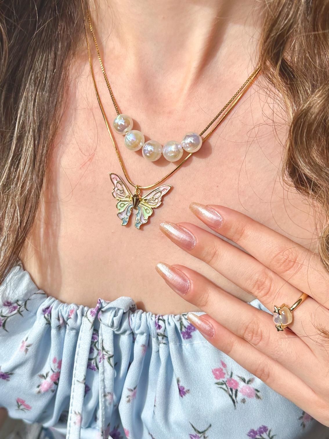 Glitter Mermaid Elina 5 Pearl Necklace
